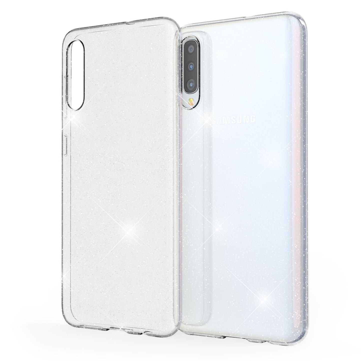 NALIA Glitzer Handy Hülle für Samsung Galaxy A50, Schutz Case Cover Tasche Etui