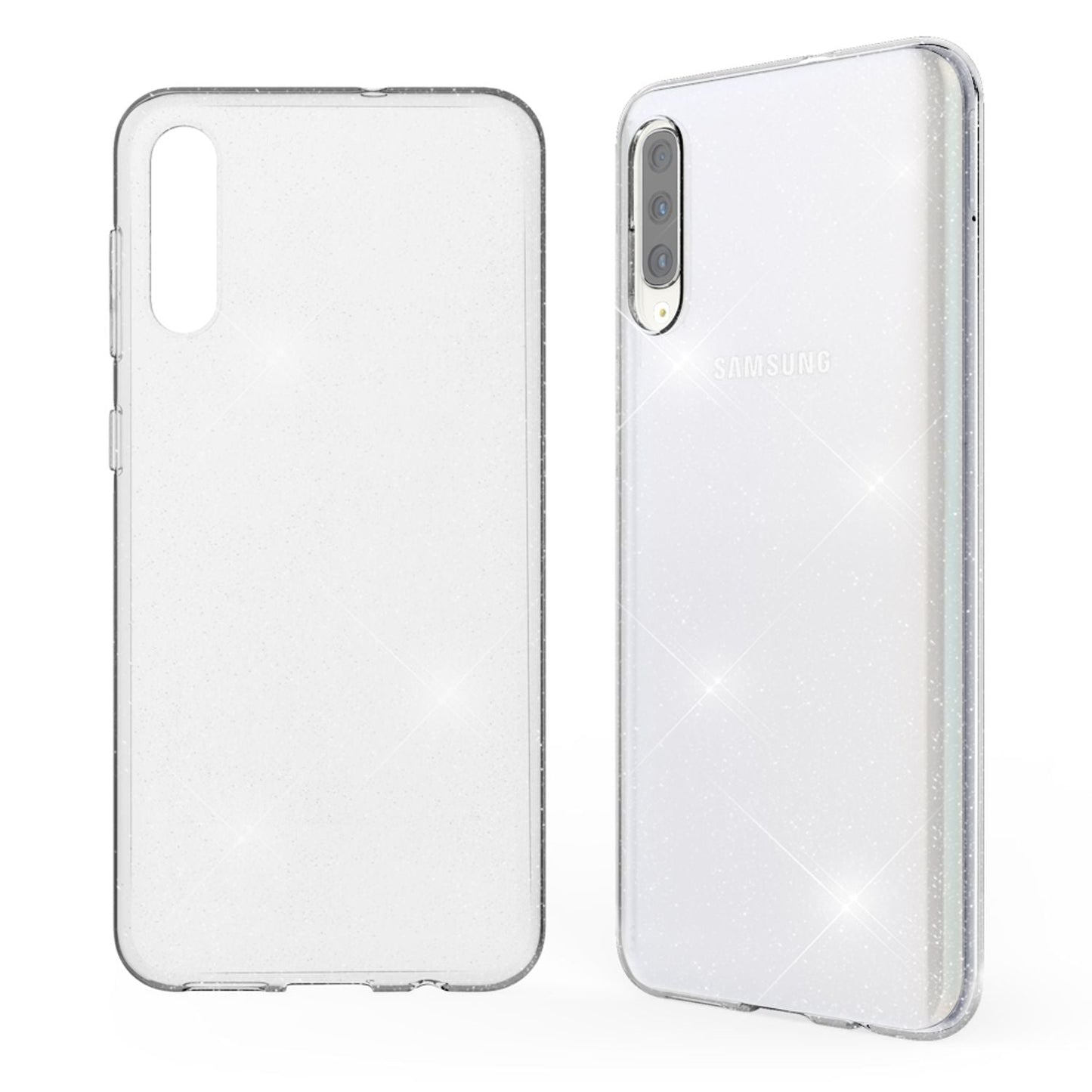 NALIA Glitzer Handy Hülle für Samsung Galaxy A50, Schutz Case Cover Tasche Etui