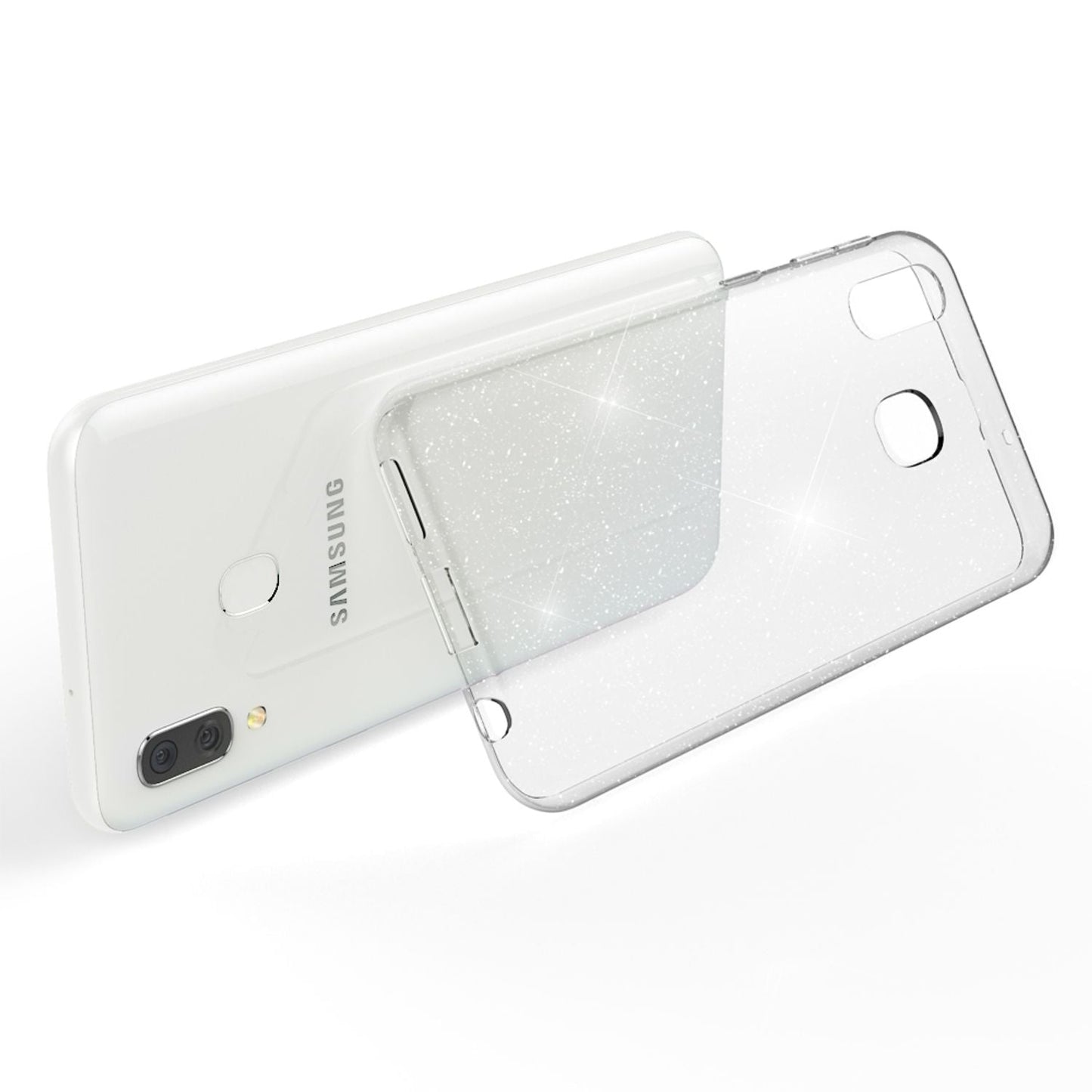 NALIA Glitzer Handy Hülle für Samsung Galaxy A20e, Schutz Case Cover Tasche Etui