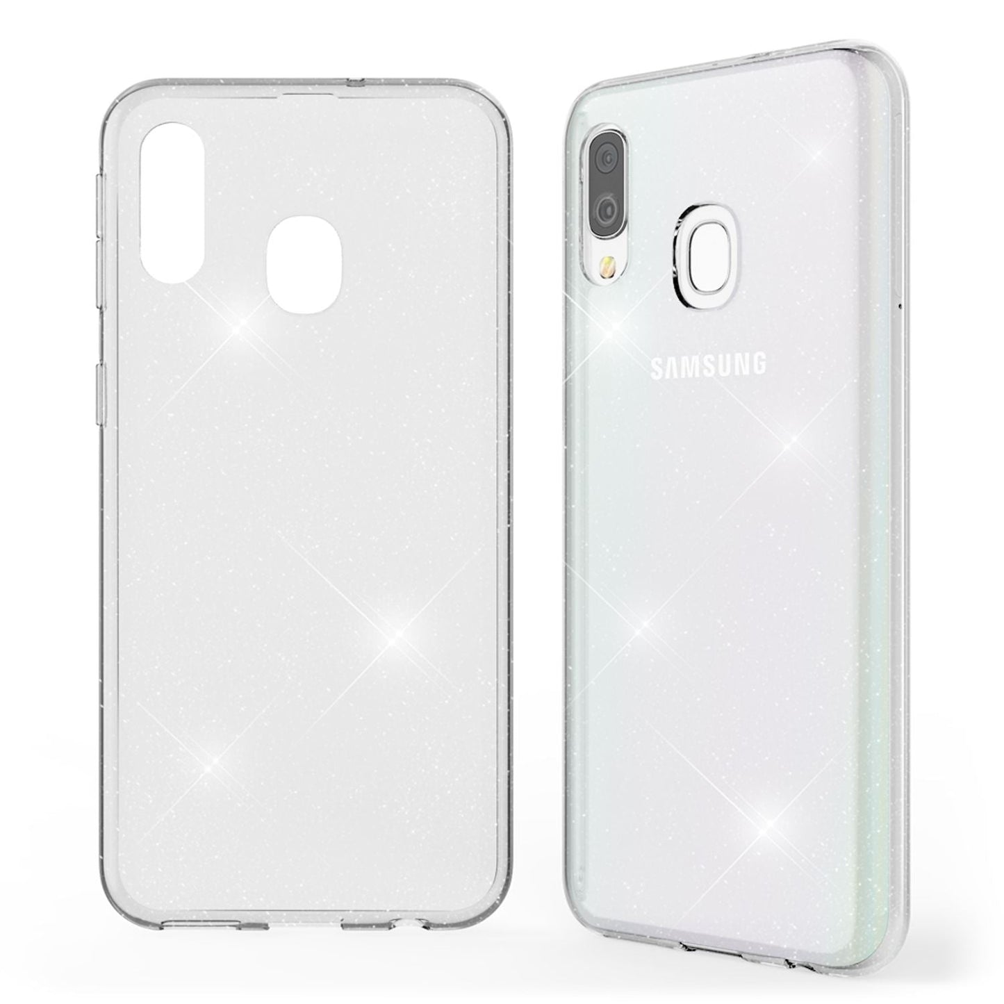 NALIA Glitzer Handy Hülle für Samsung Galaxy A20e, Schutz Case Cover Tasche Etui