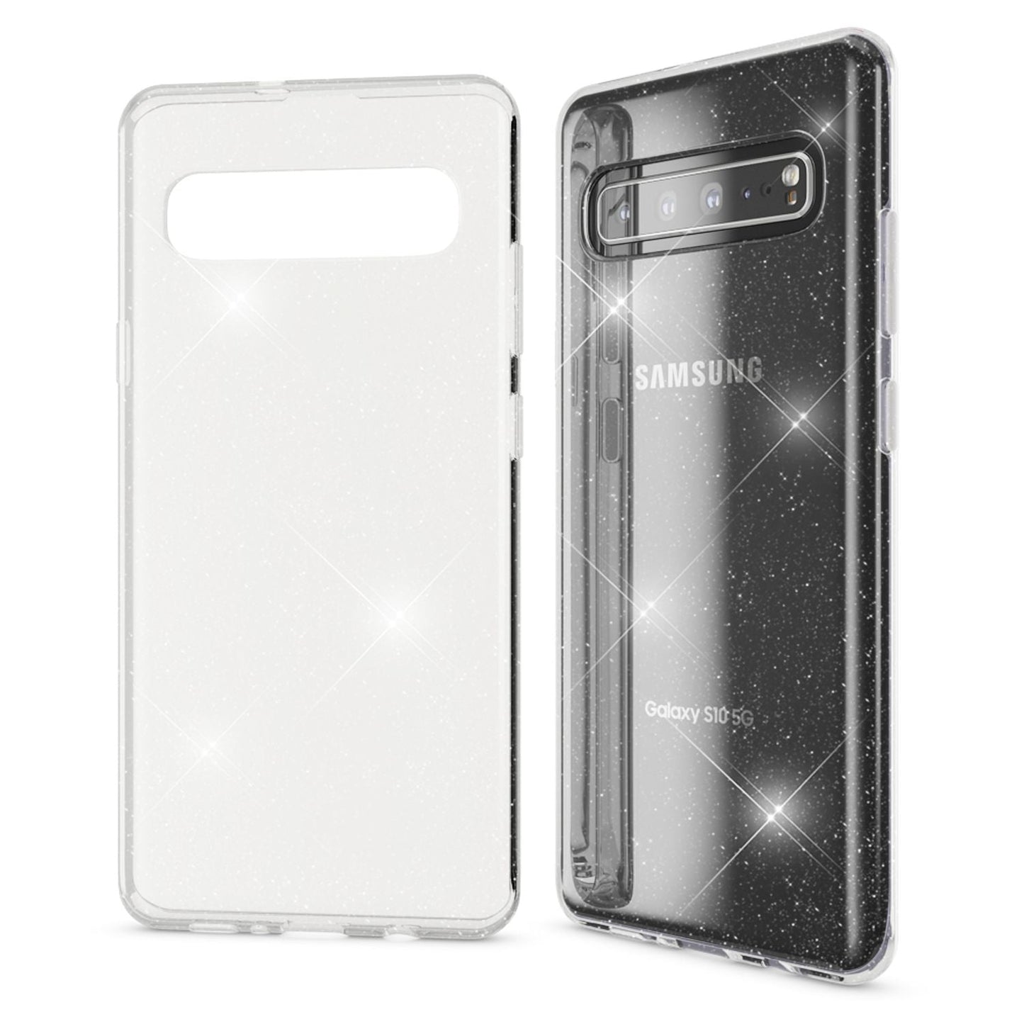NALIA Glitzer Handy Hülle für Samsung Galaxy S10 5G, Schutz Case Cover Tasche
