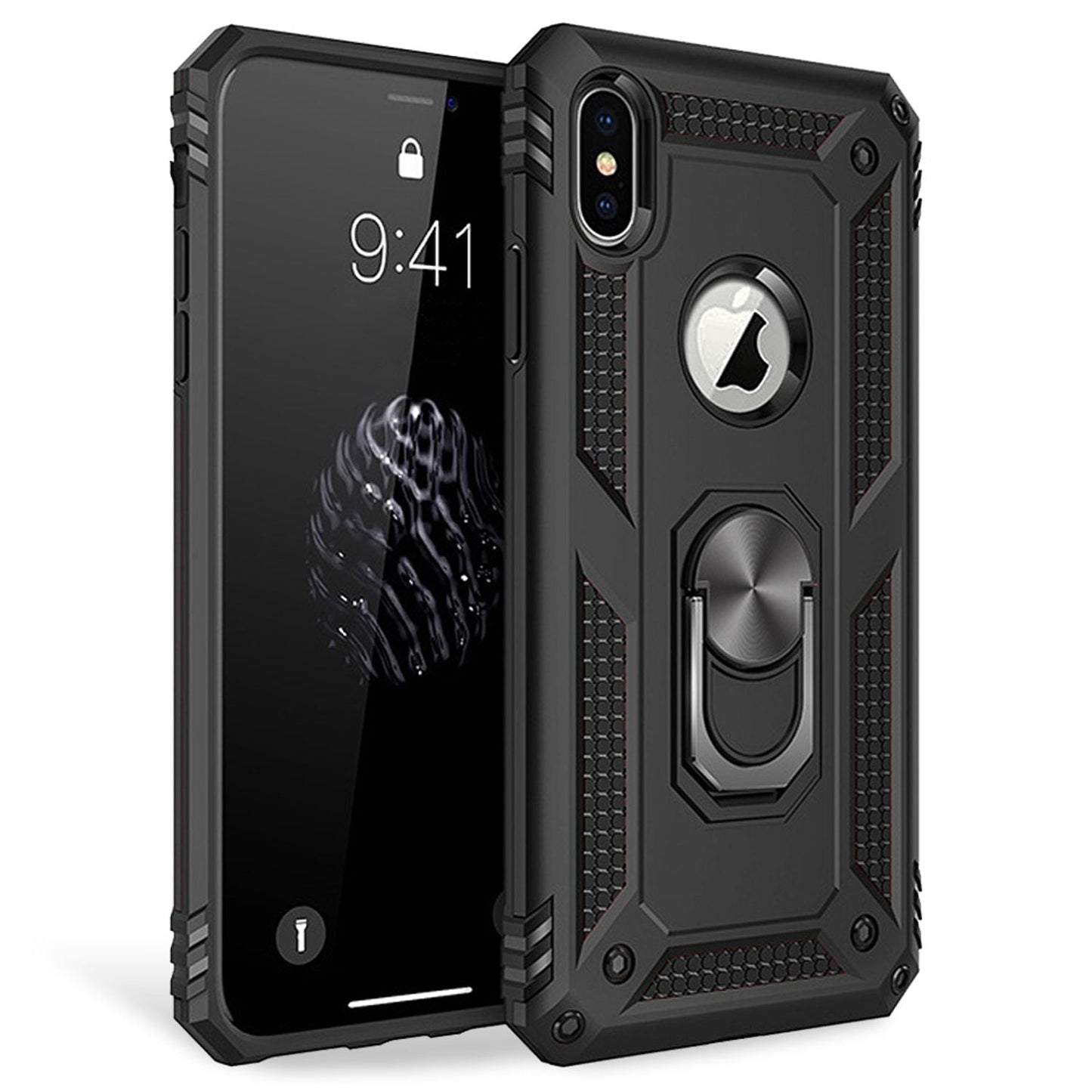 NALIA Ring Handy Hülle für iPhone X XS, 360 Grad Schutz Case Cover Tasche Etui
