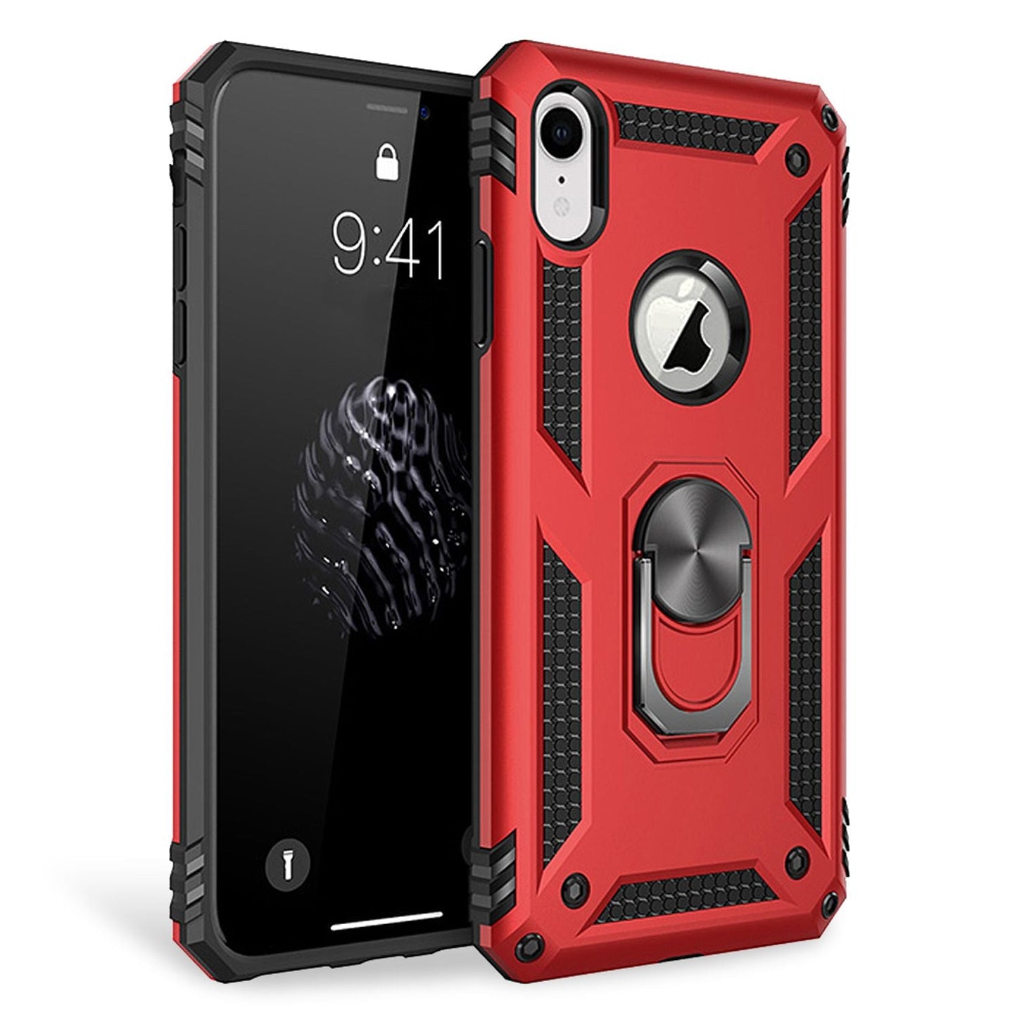 NALIA Ring Handy Hülle für iPhone XR, 360 Grad Schutz Case Cover Tasche Bumper