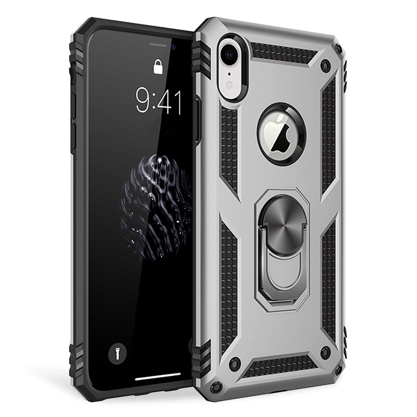 NALIA Ring Handy Hülle für iPhone XR, 360 Grad Schutz Case Cover Tasche Bumper