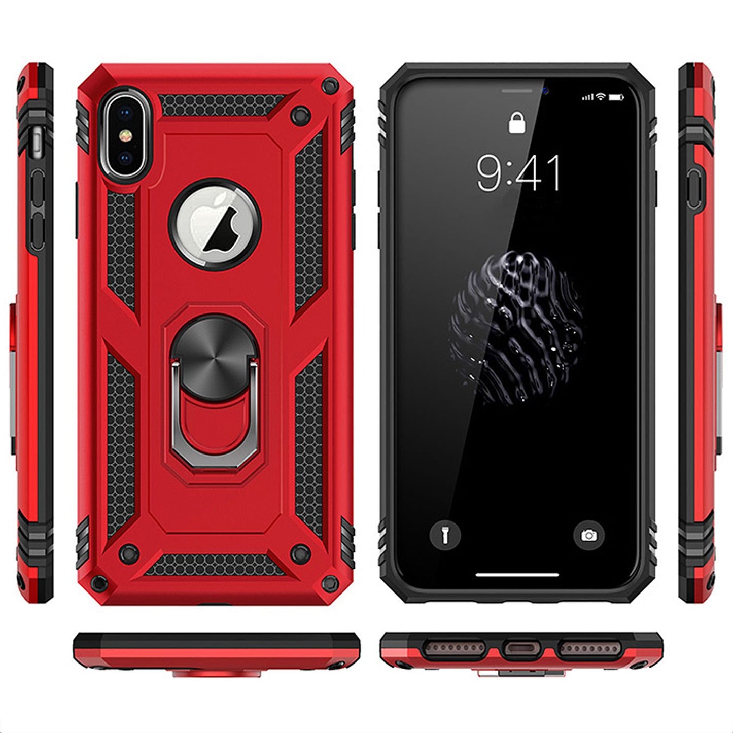 NALIA Ring Handy Hülle für iPhone X / XS, Case Cover Bumper Display Schutz Glas