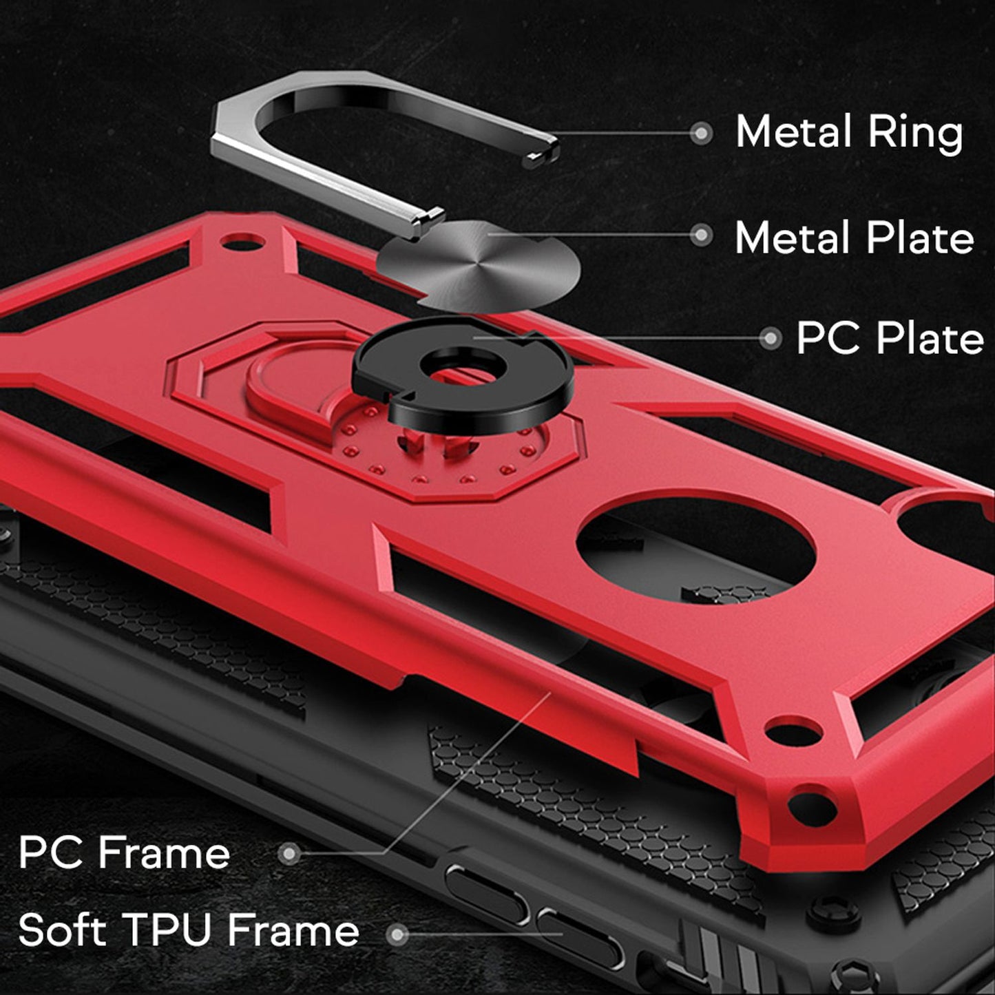 NALIA Ring Handy Hülle für iPhone XR, Case Cover Bumper Display Schutz Glas