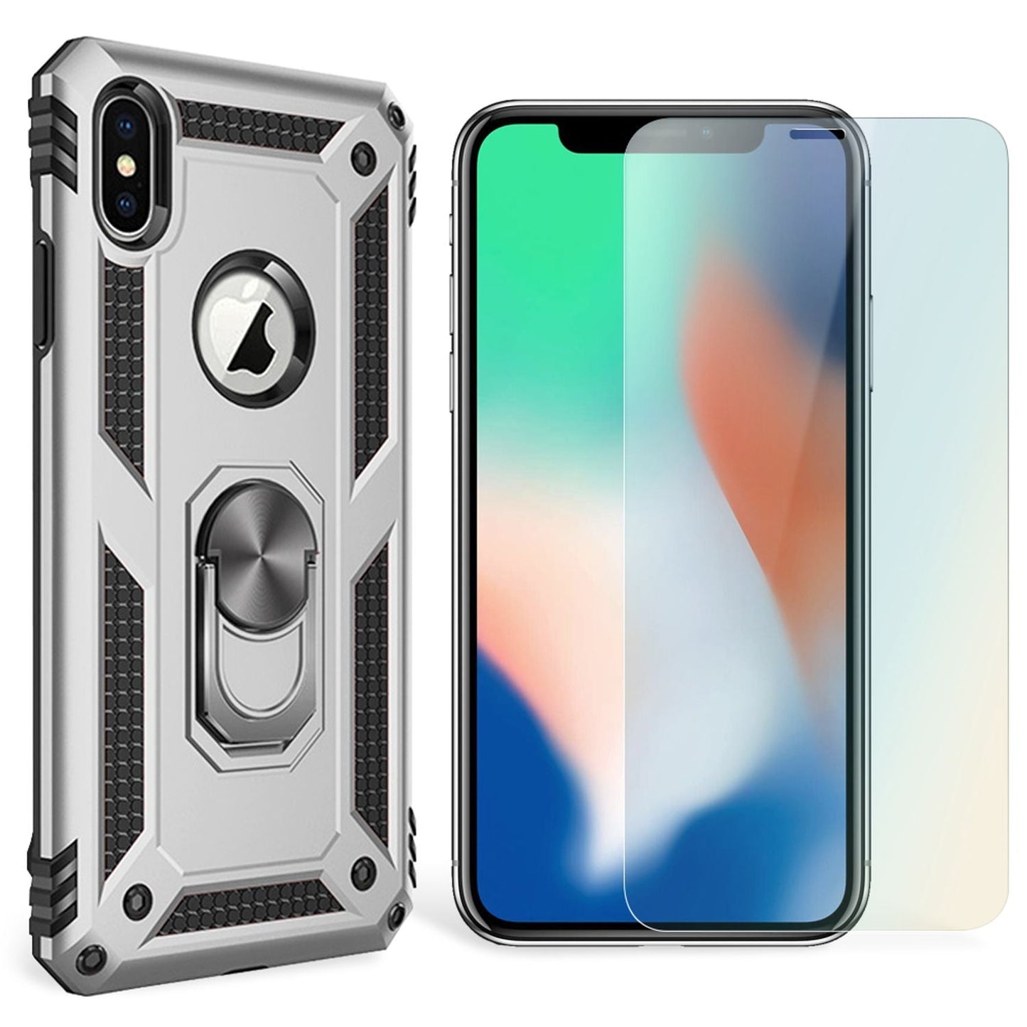 NALIA Ring Handy Hülle für iPhone XS Max, Case Cover Etui Display Schutz Glas