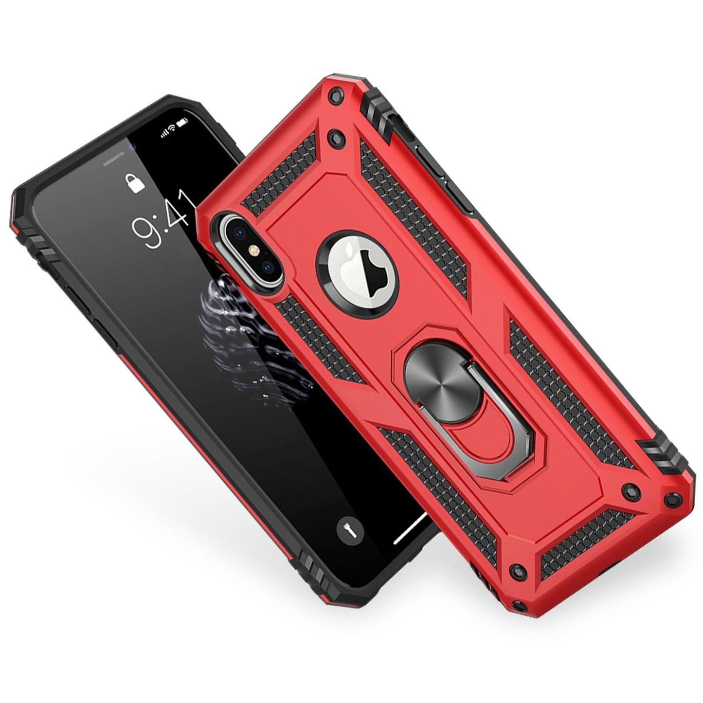 NALIA Ring Handy Hülle für iPhone XS Max, Case Cover Etui Display Schutz Glas