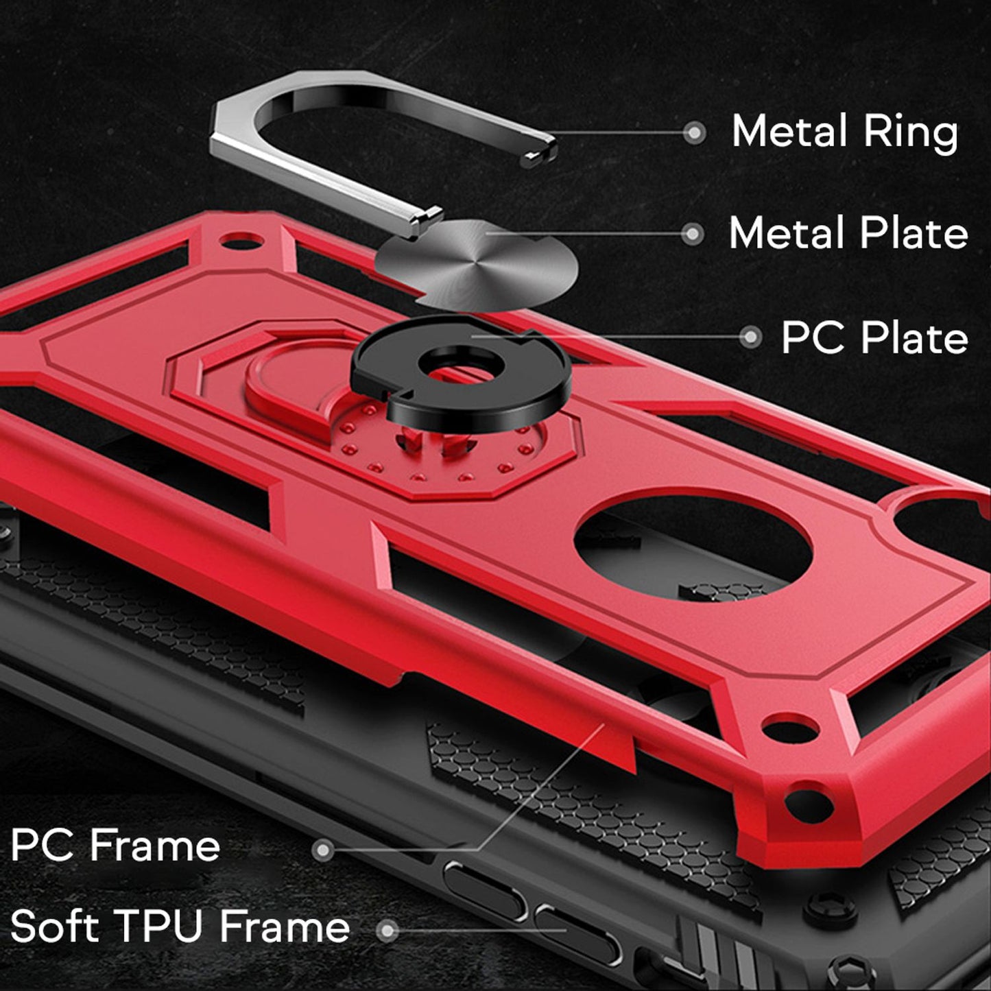 NALIA Ring Handy Hülle für iPhone XS Max, Case Cover Etui Display Schutz Glas