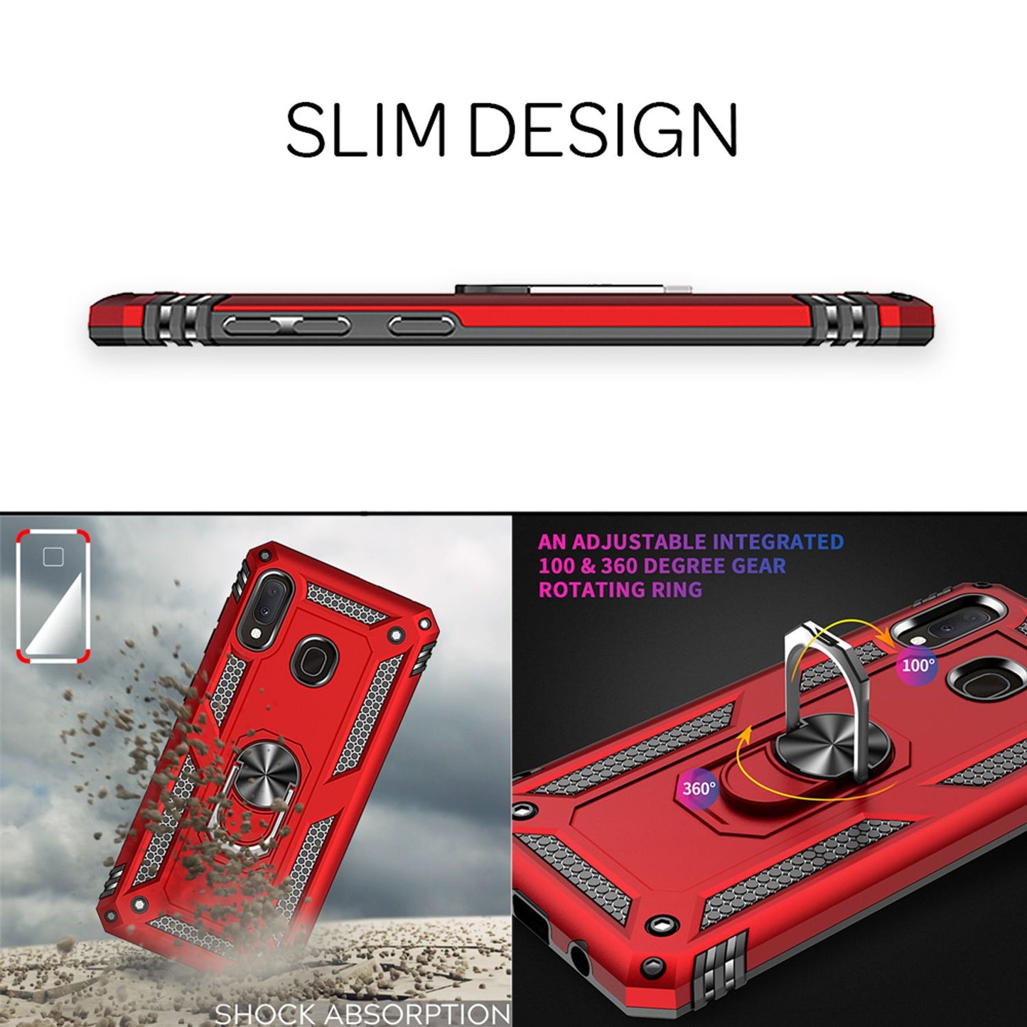 Husa de telefon NALIA Ring pentru Samsung Galaxy A20e, protecție la 360 de grade