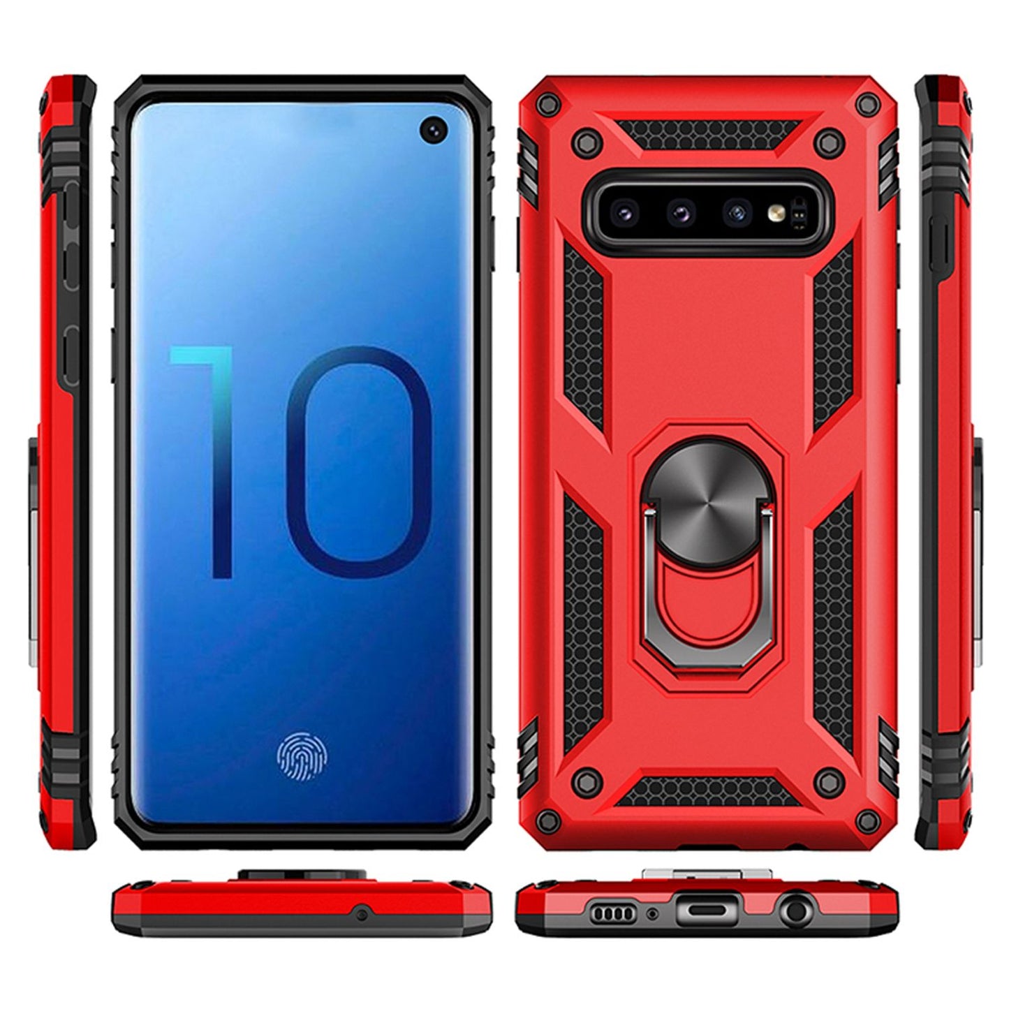 NALIA Ring Handy Hülle für Samsung Galaxy S10, Case Cover Display Schutz Glas