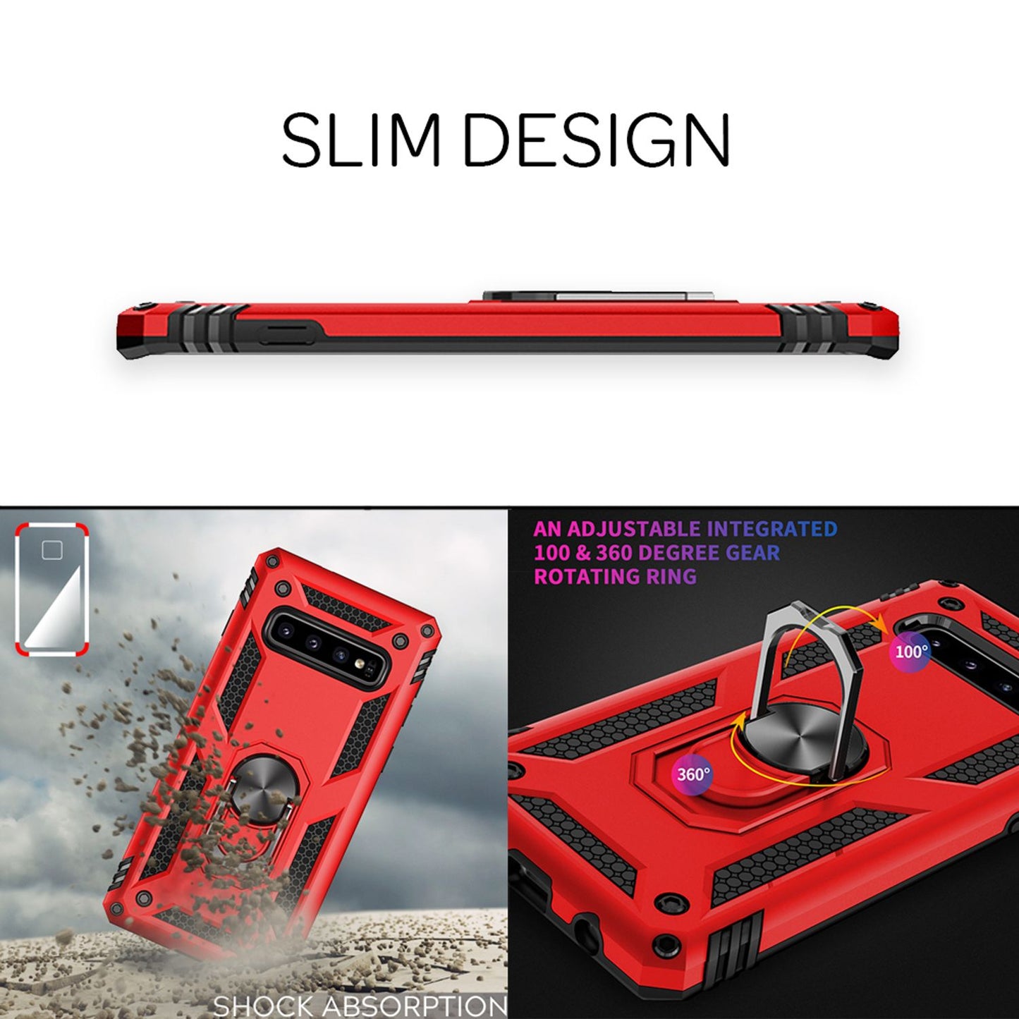 NALIA Ring Handy Hülle für Samsung Galaxy S10, Case Cover Display Schutz Glas