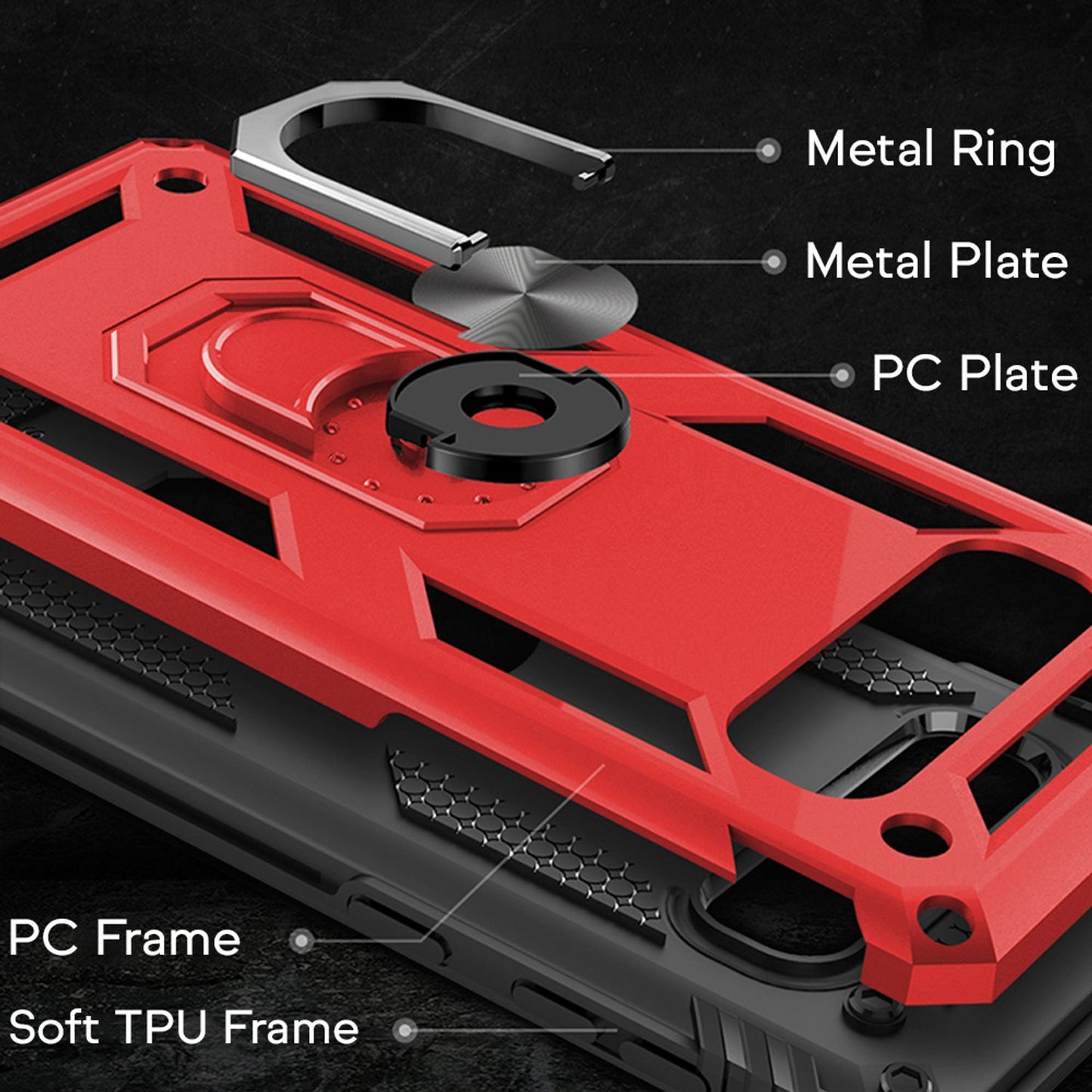 Etui NALIA RingDefend – hybrydowy materiał odporny na wstrząsy, wymiary 160x75x14 mm, waga 32 g, kompatybilne z Galaxy S10 Plus
