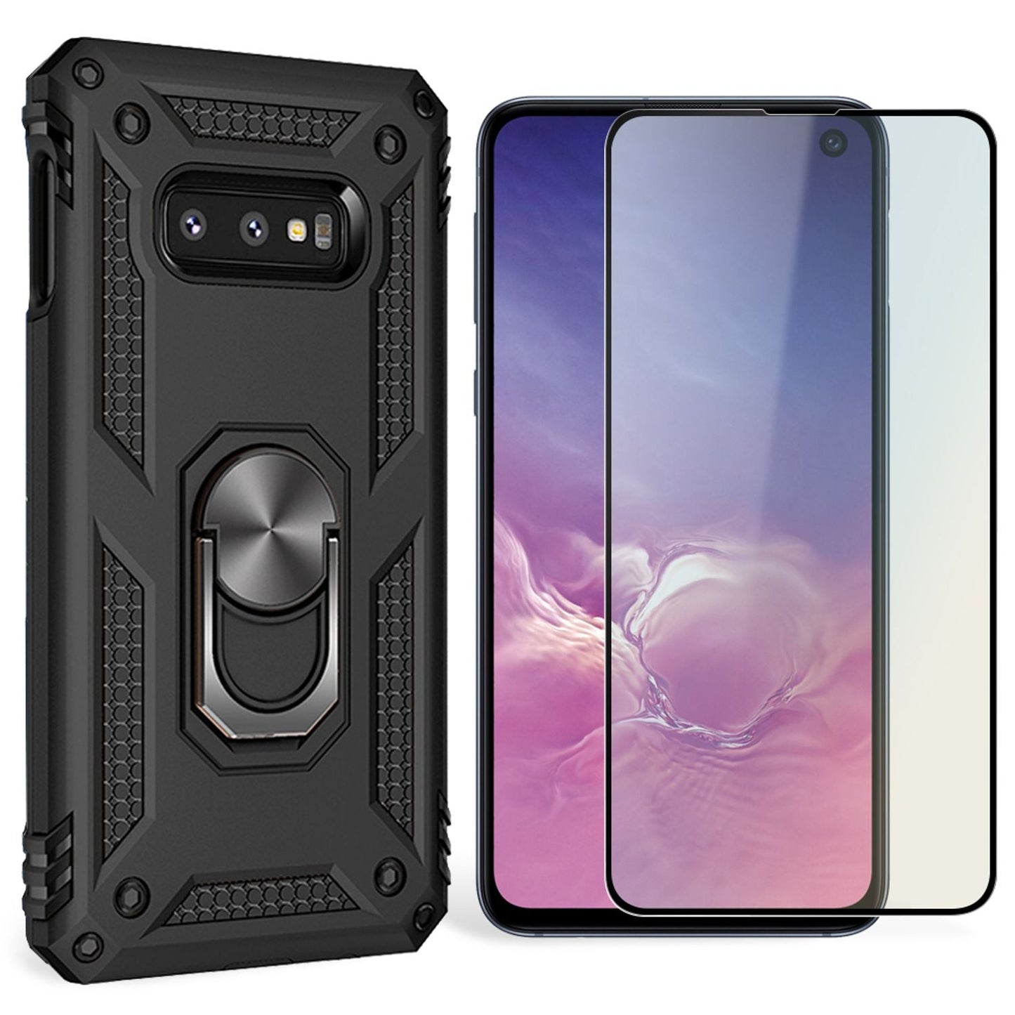 Etui NALIA Berlin Ring do Galaxy S10e – odporny na wstrząsy materiał hybrydowy, szkło ochronne na ekran, pasuje do ekranu 5,8 cala