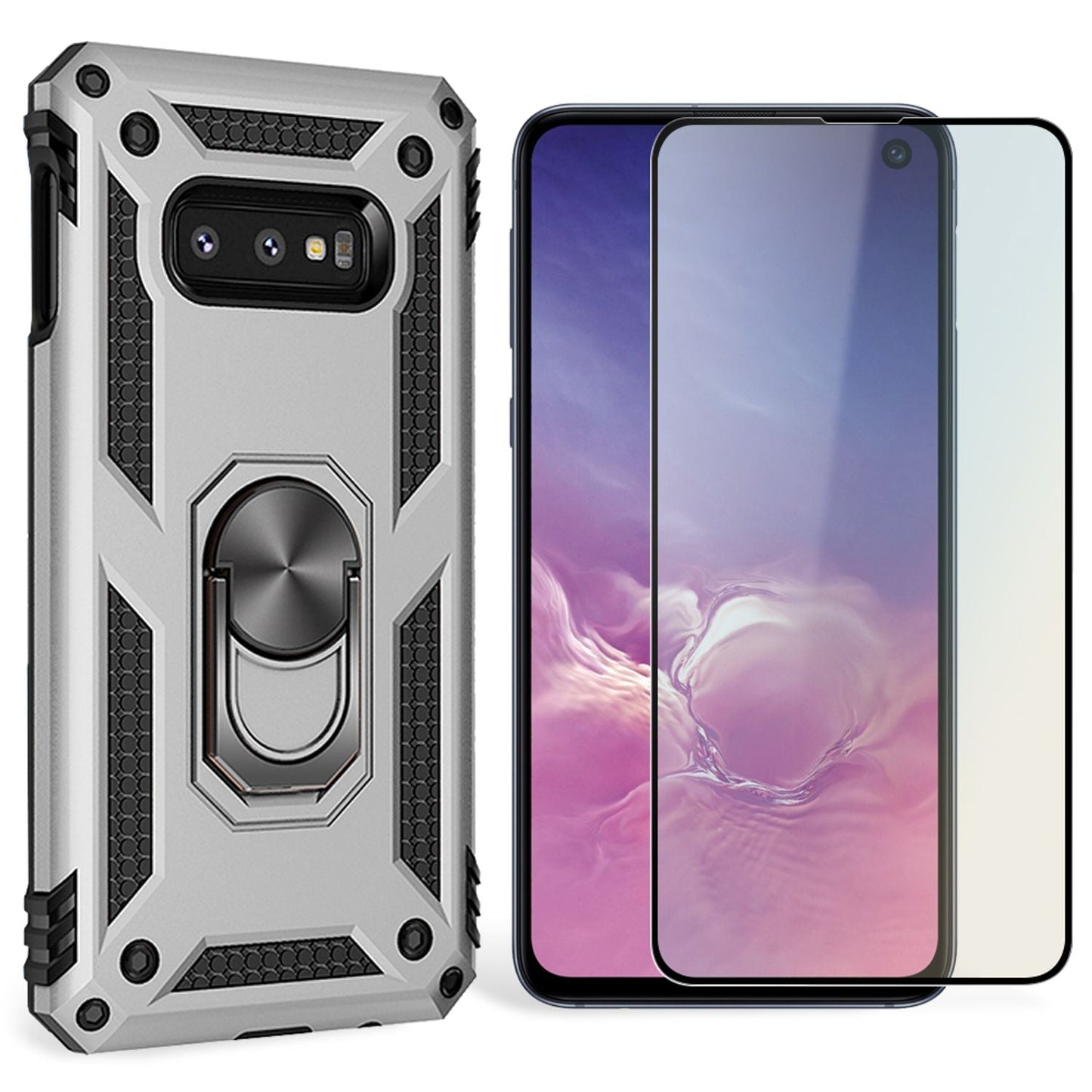 Etui NALIA Berlin Ring do Galaxy S10e – odporny na wstrząsy materiał hybrydowy, szkło ochronne na ekran, pasuje do ekranu 5,8 cala