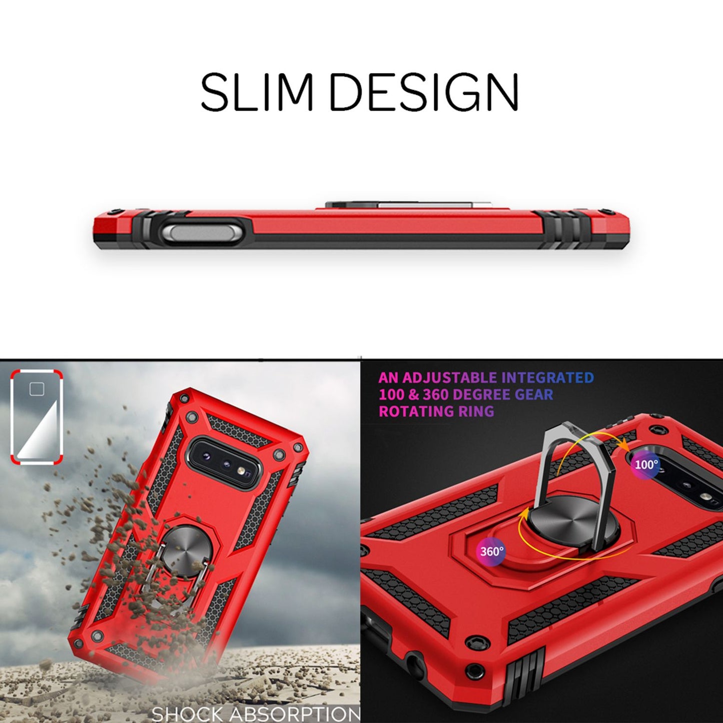 Etui NALIA Berlin Ring do Galaxy S10e – odporny na wstrząsy materiał hybrydowy, szkło ochronne na ekran, pasuje do ekranu 5,8 cala