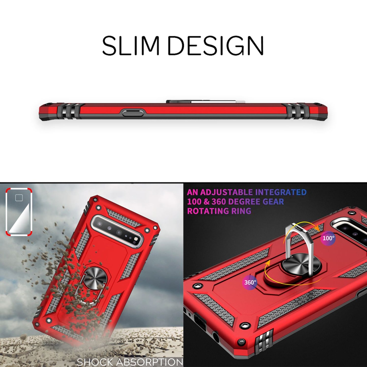 NALIA Ring Handy Hülle für Samsung Galaxy S10 5G, Case Cover Display Schutz Glas