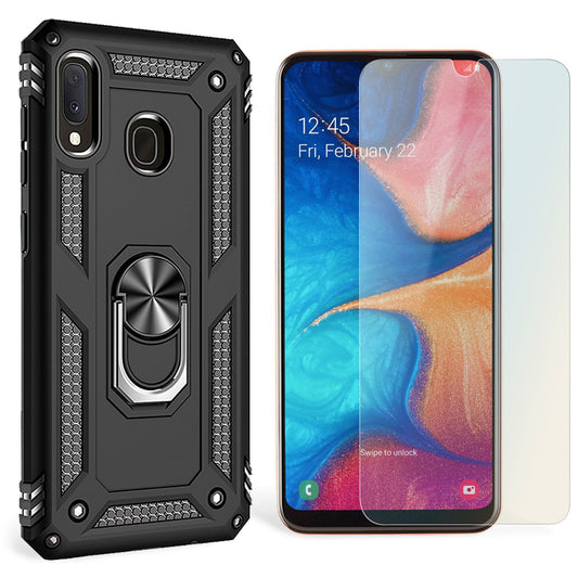 NALIA Ring Handy Hülle für Samsung Galaxy A20e, Case Cover Display Schutz Glas