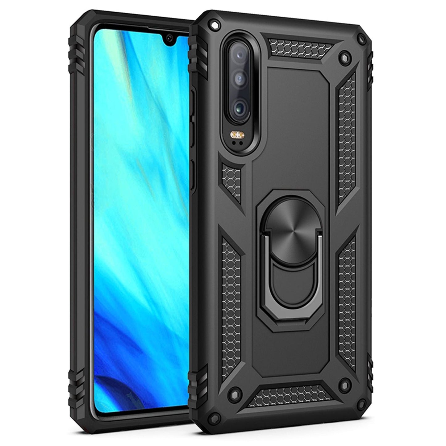 NALIA Ring Handy Hülle für Huawei P30, 360 Grad Schutz Case Cover Tasche Bumper