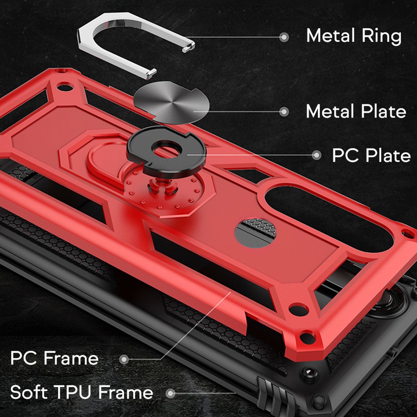 NALIA Ring Handy Hülle für Huawei P30 Lite, 360 Grad Schutz Case Cover Bumper