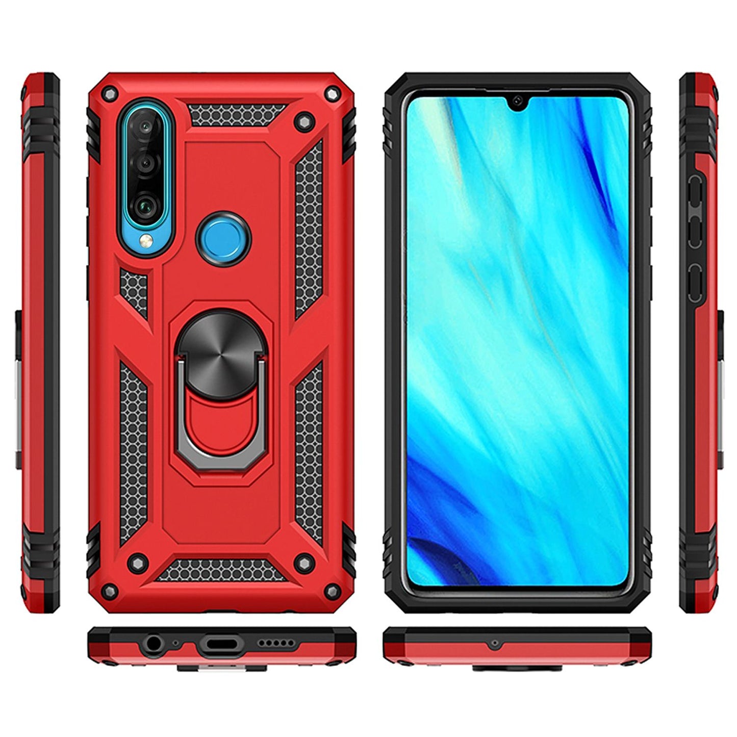 NALIA Ring Handy Hülle für Huawei P30 Lite, 360 Grad Schutz Case Cover Bumper