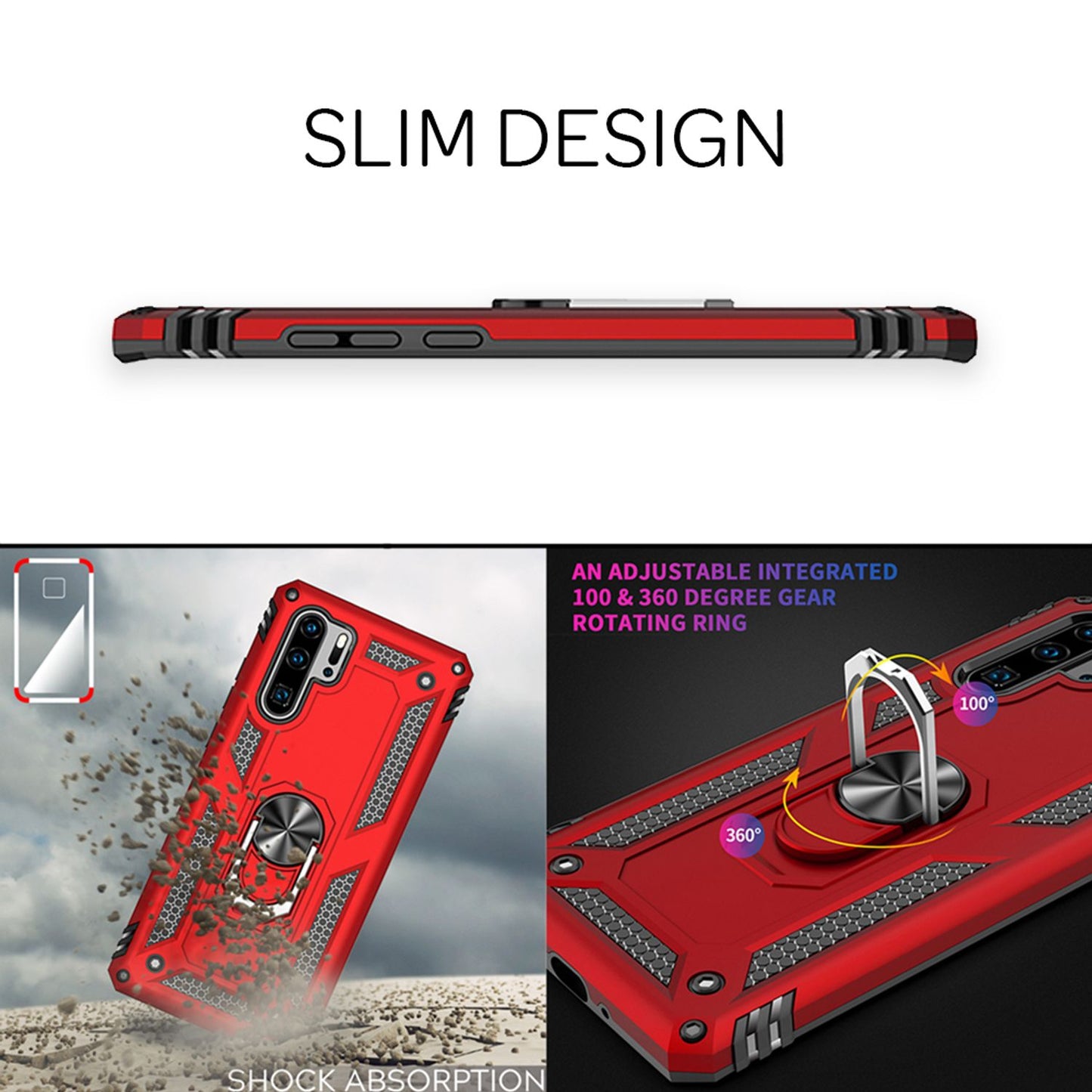 NALIA Ring Handy Hülle für Huawei P30 Pro, Case Cover Etui Display Schutz Glas