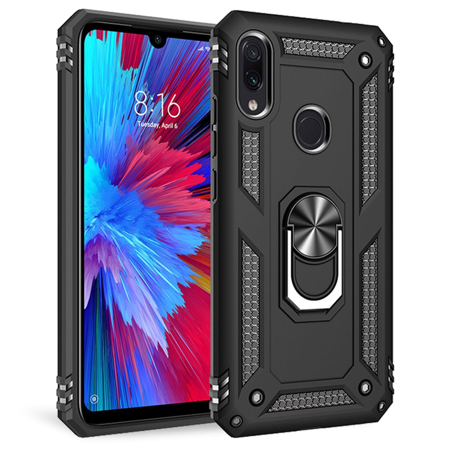 NALIA Ring Handy Hülle für Xiaomi Redmi Note 7, Case Cover Schutz Tasche Bumper