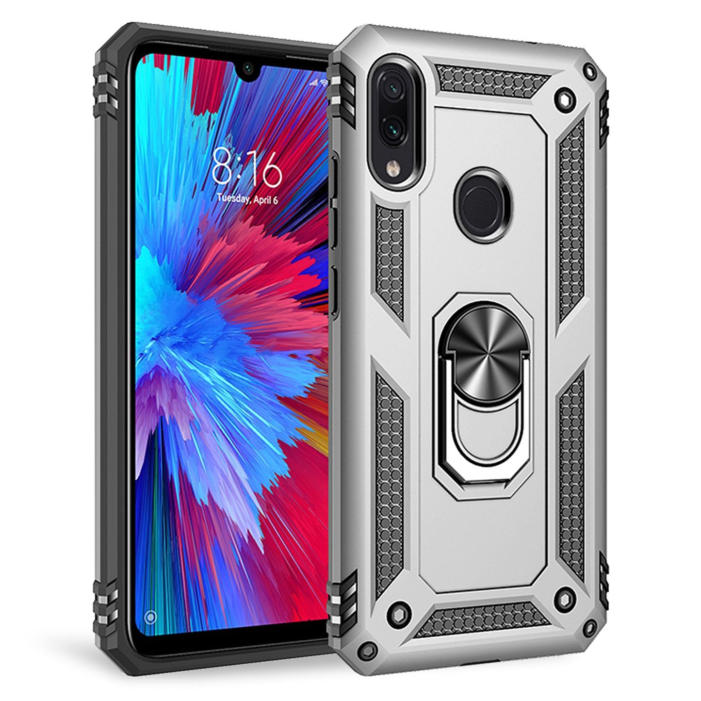 NALIA Ring Handy Hülle für Xiaomi Redmi Note 7, Case Cover Schutz Tasche Bumper