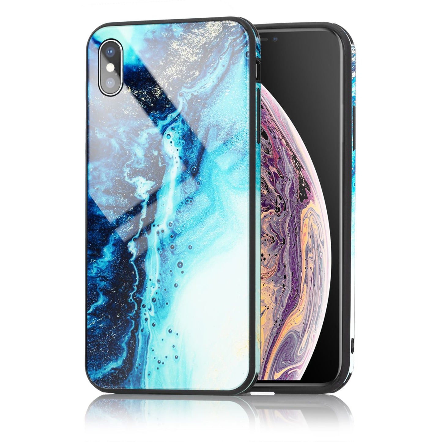 NALIA IPhone X XS Hartglas Hülle - Marmor Design, 9H Glas Schutz, Silikon Bumper