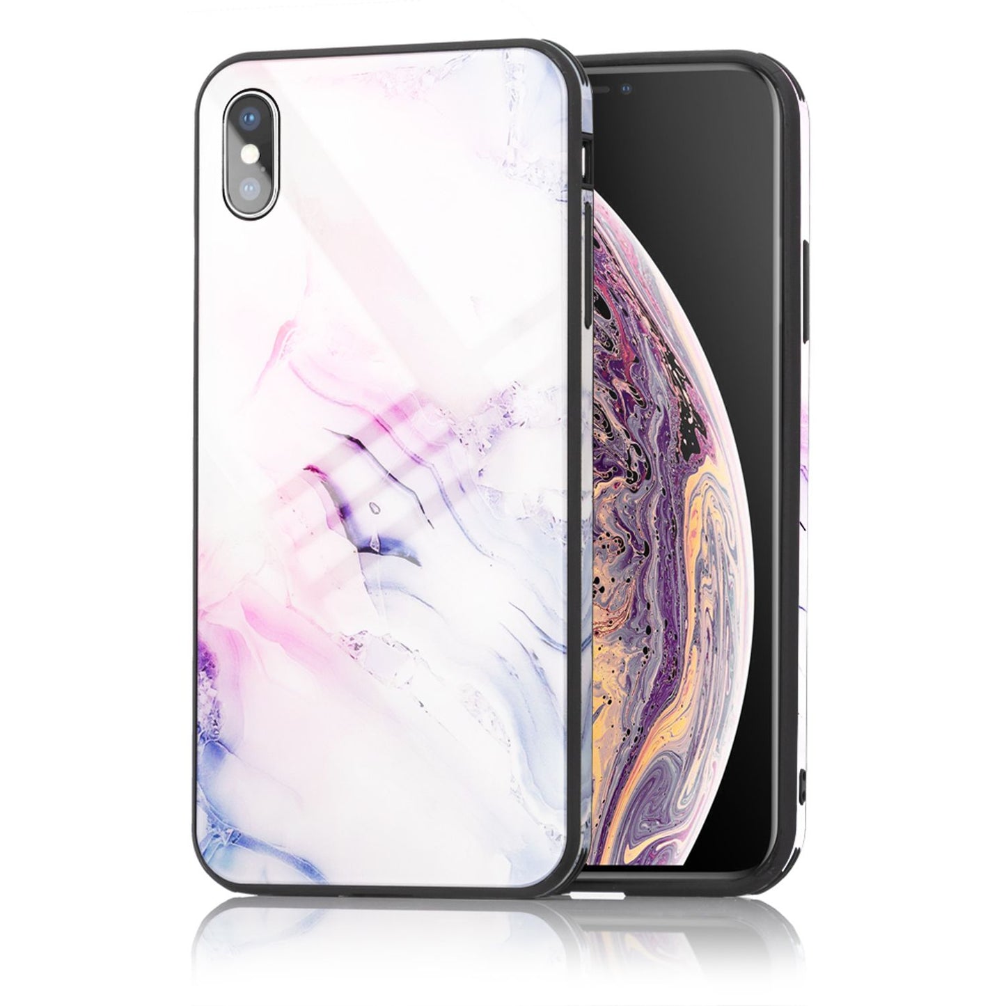 NALIA IPhone X XS Hartglas Hülle - Marmor Design, 9H Glas Schutz, Silikon Bumper