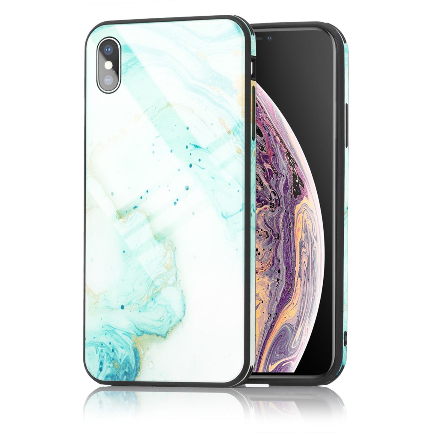 NALIA IPhone X XS Hartglas Hülle - Marmor Design, 9H Glas Schutz, Silikon Bumper