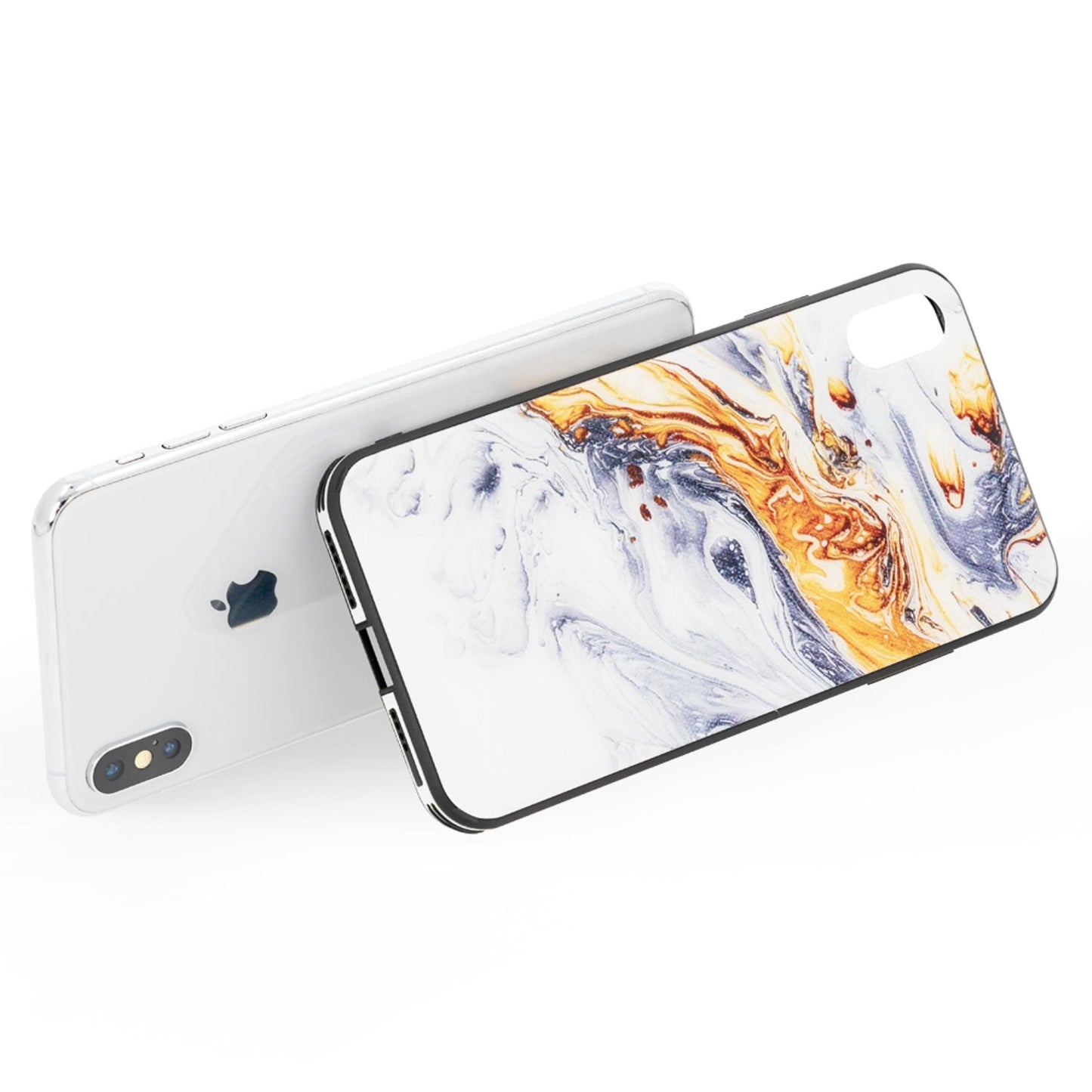 NALIA IPhone X XS Hartglas Hülle - Marmor Design, 9H Glas Schutz, Silikon Bumper