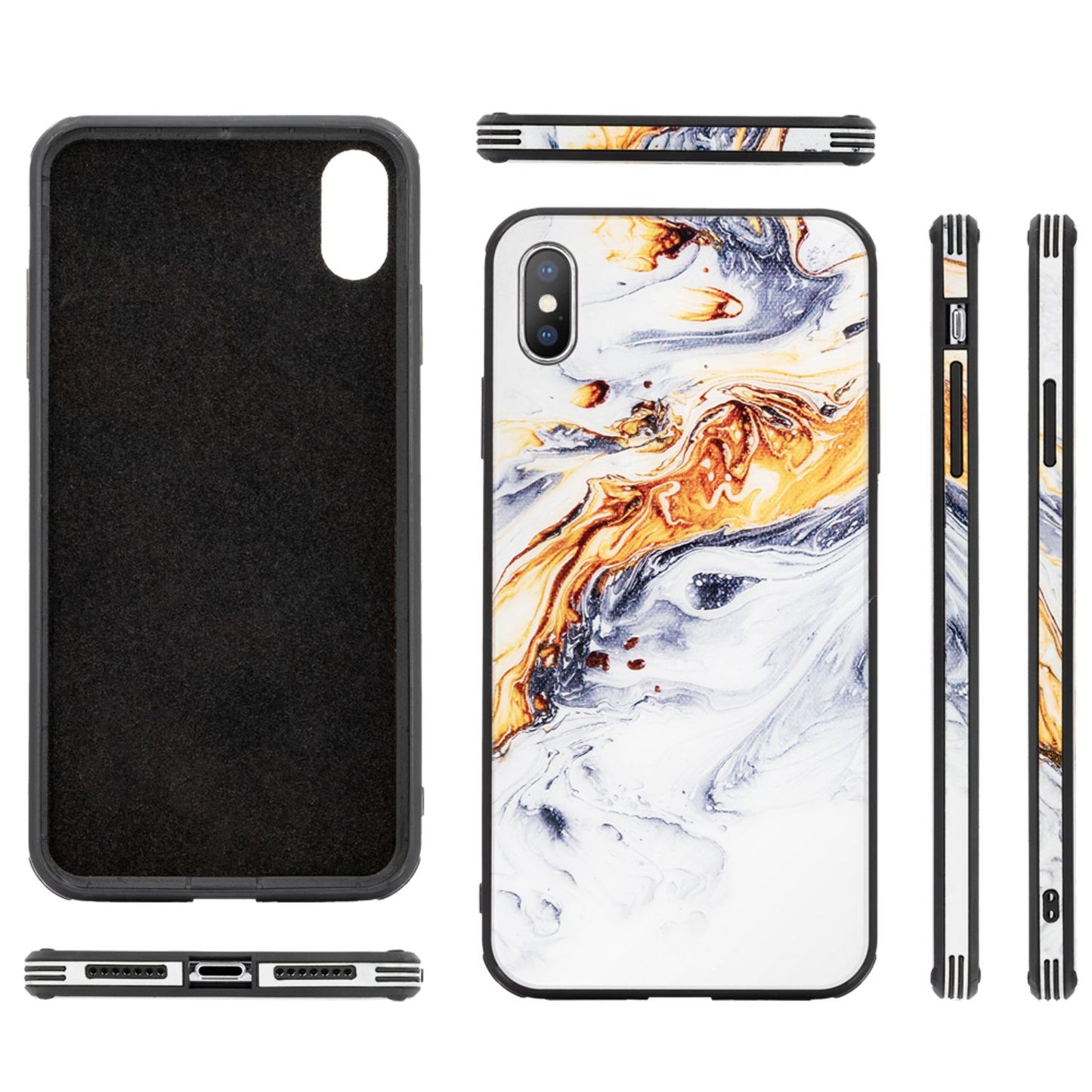 NALIA IPhone X XS Hartglas Hülle - Marmor Design, 9H Glas Schutz, Silikon Bumper
