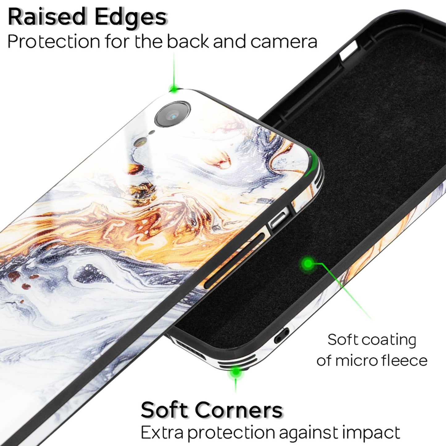 Nalia iPhone XR Hartglas Hülle - 9H Tempered Glass Ultra Klar, Silikon Bumper, Marmor Design