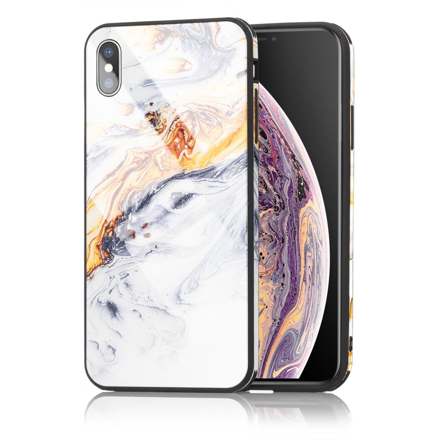 Husă de telefon NALIA cu sticlă securizată, design marmorat, pentru XS Max - Ultrasubțire, mătăsoasă la atingere