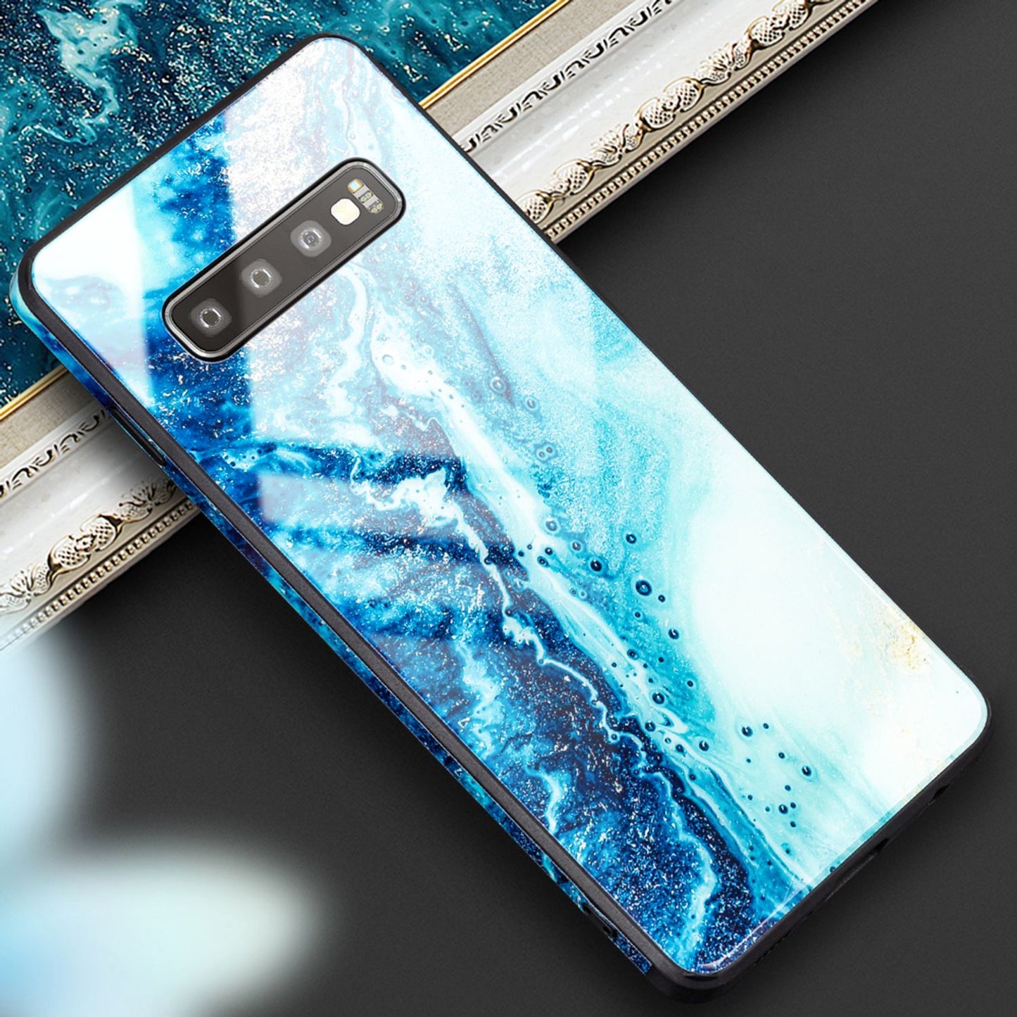 NALIA Galaxy S10 Hülle Marmor Design - Dicke 1,0mm Gewicht 22g 9H Glas