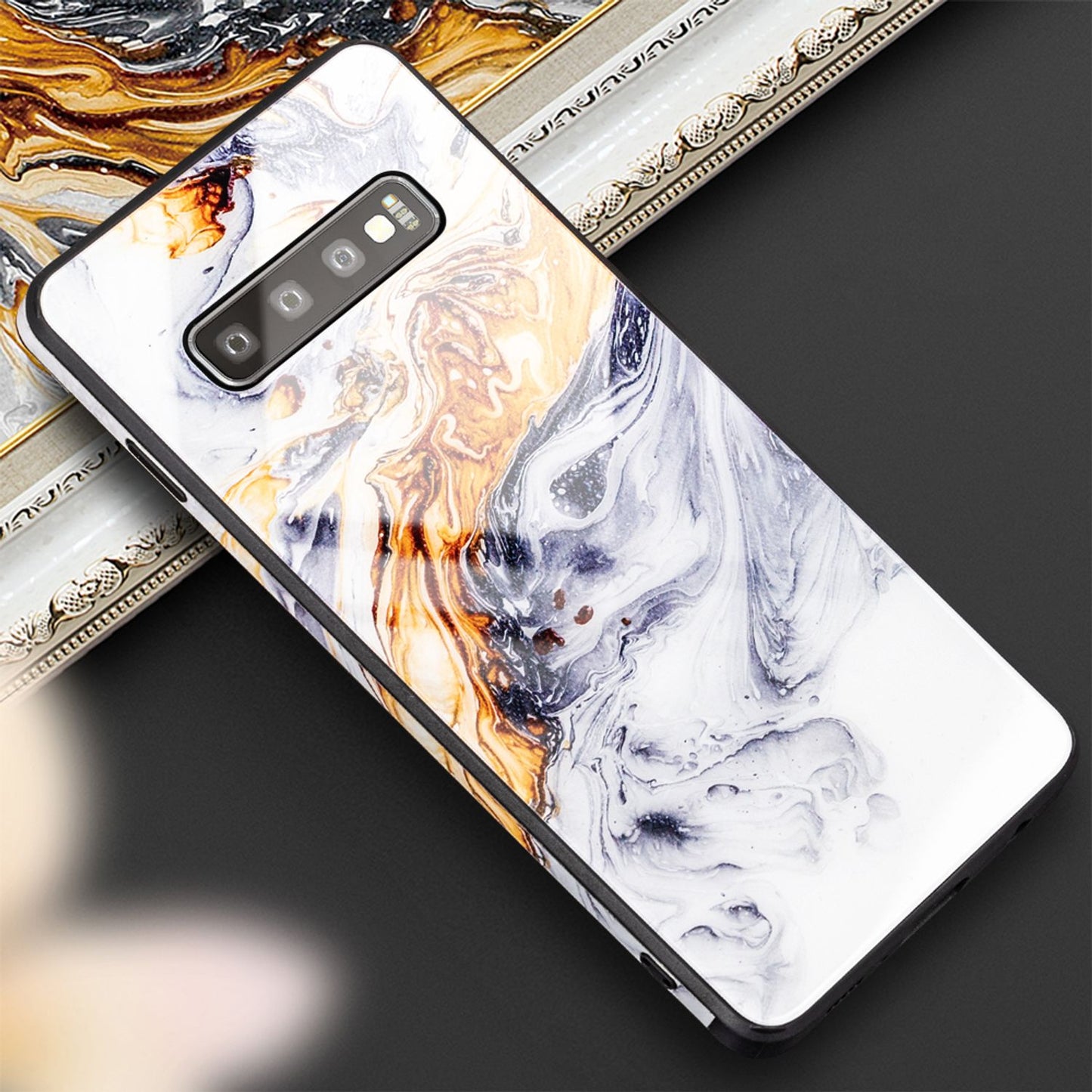 NALIA Galaxy S10 Hülle Marmor Design - Dicke 1,0mm Gewicht 22g 9H Glas
