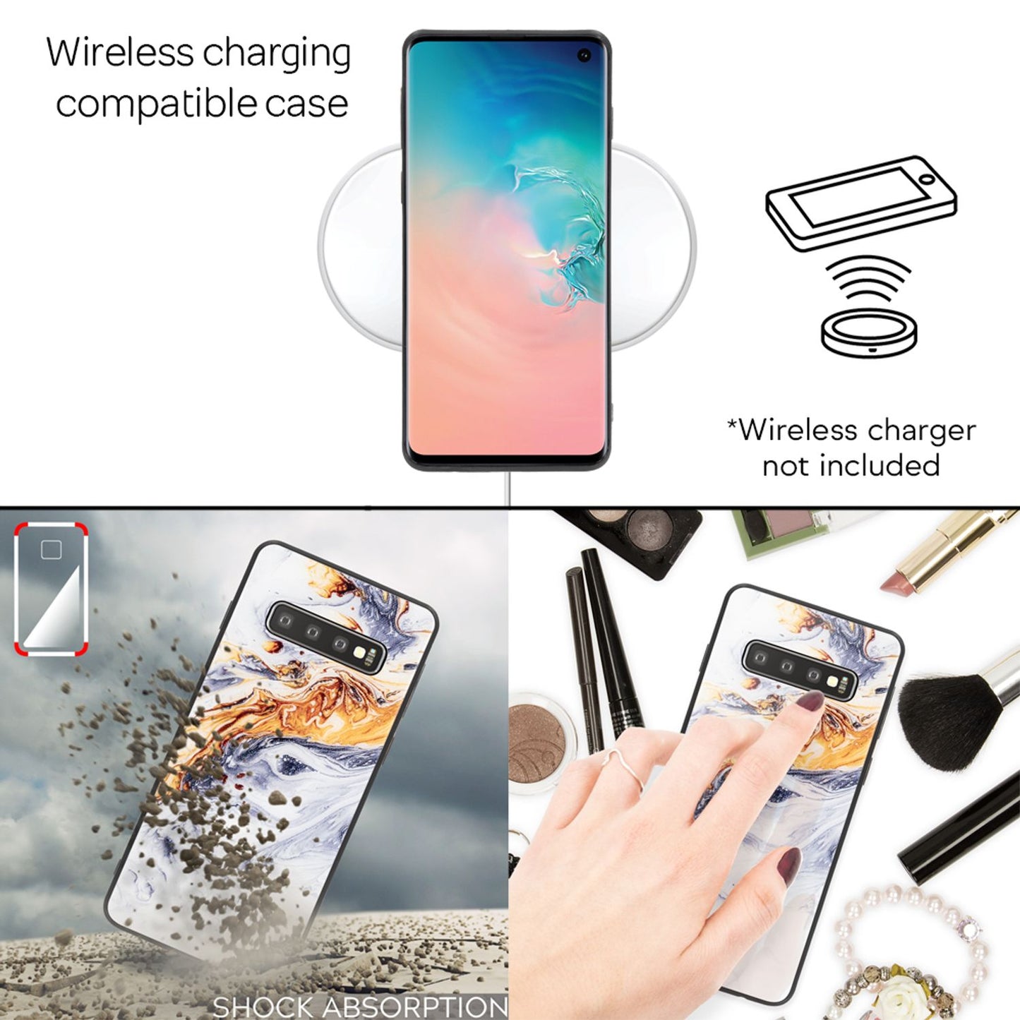 NALIA Galaxy S10 Hülle Marmor Design - Dicke 1,0mm Gewicht 22g 9H Glas