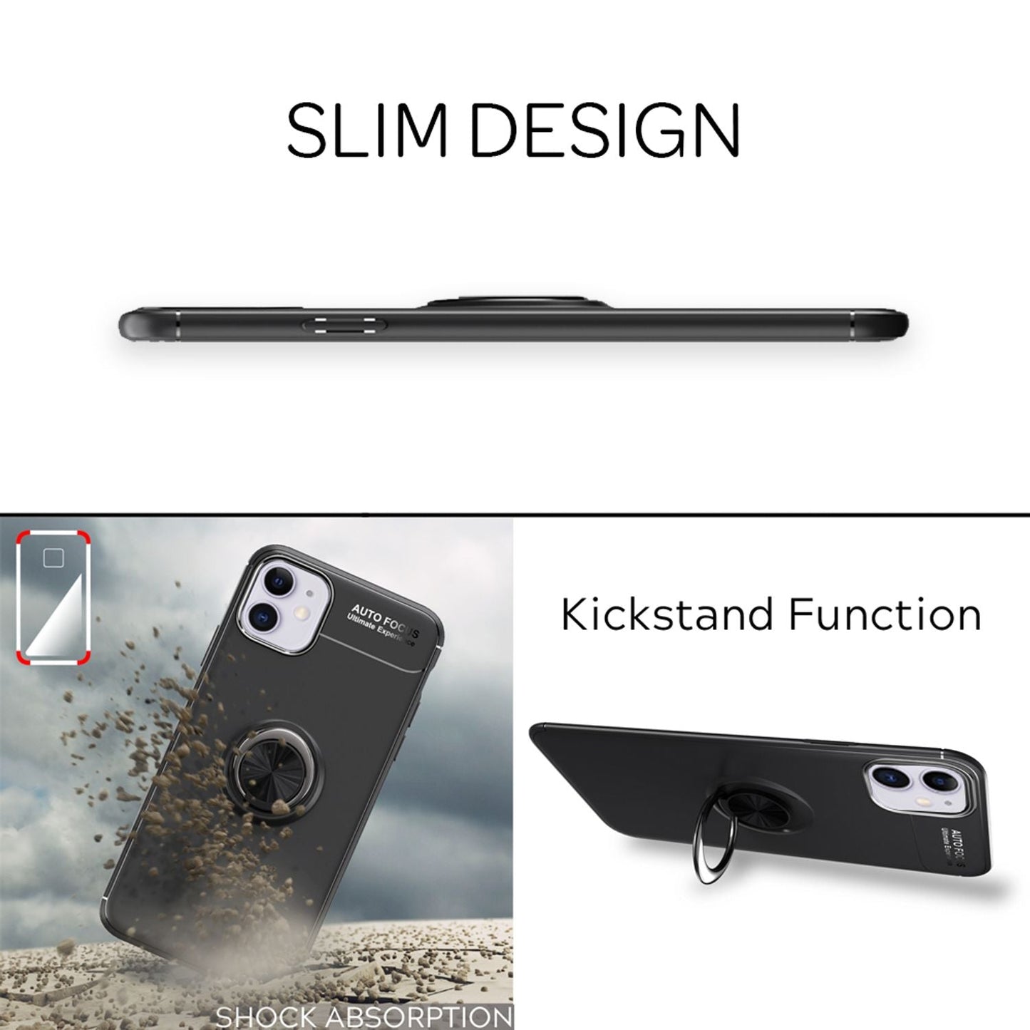 NALIA Ring Handyhülle für iPhone 11, Schutz Cover Magnetisch Silikon Case Bumper Etui