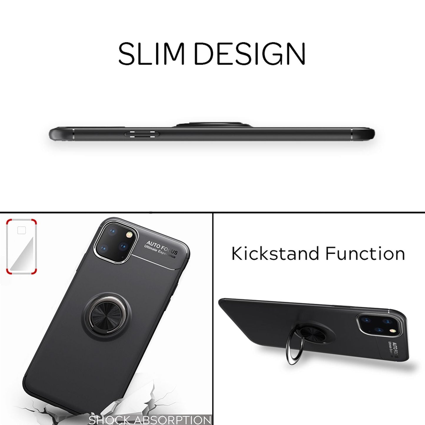 NALIA Ring Hülle für iPhone 11 Pro, Schutz Cover Magnetisch Silikon Case Bumper