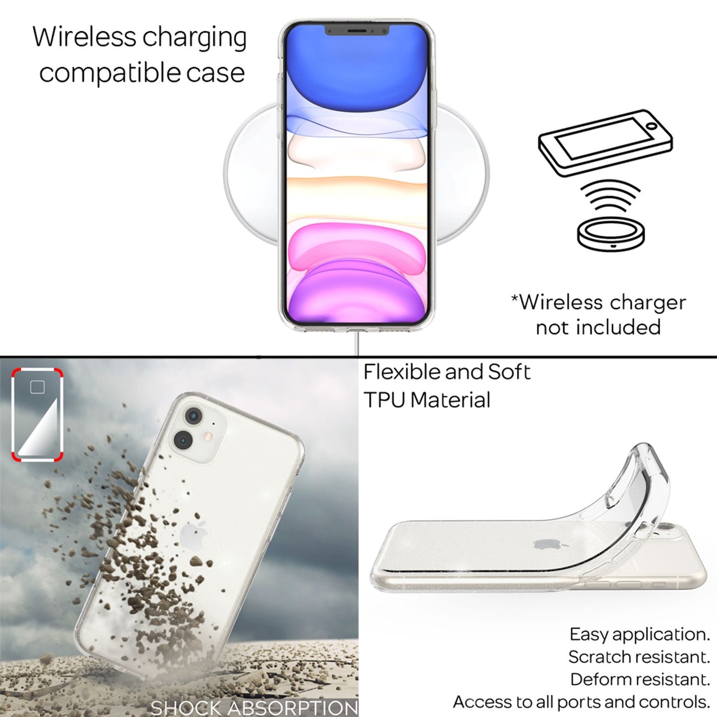 NALIA Glitzer Handyhülle für Apple iPhone 11 Hülle, Bling Silikon Handyhülle Cover