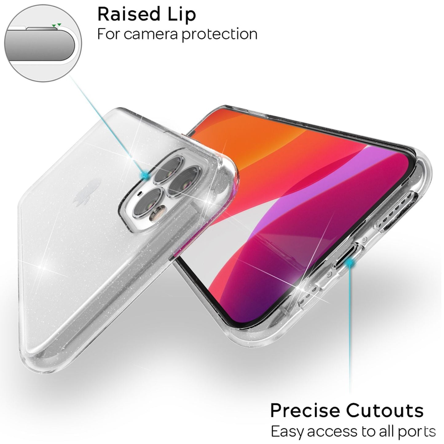 NALIA Glitzer Handy Hülle für iPhone 11 Pro Max, Schutz Case Cover Tasche Bumper