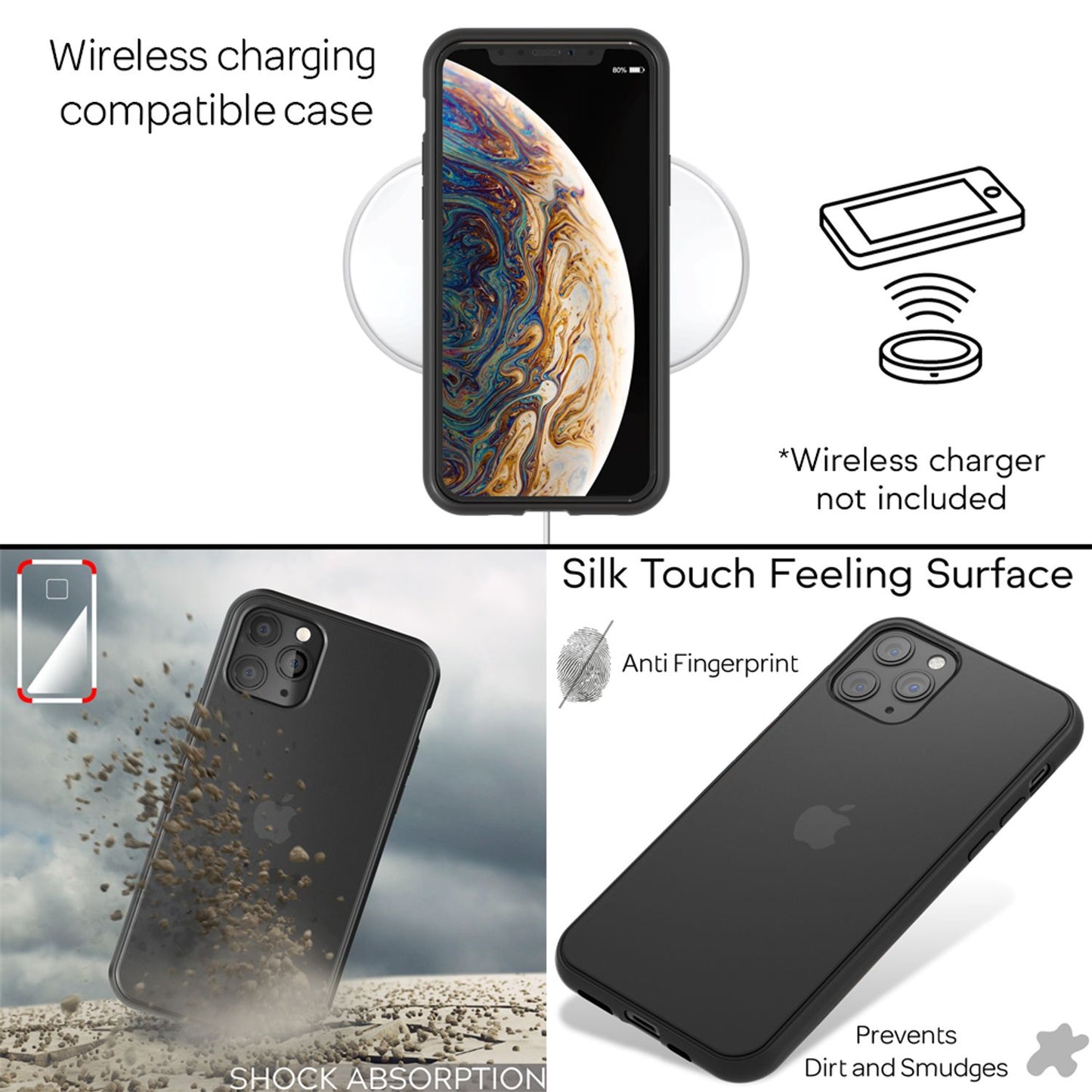 NALIA Handy Hülle für iPhone 11 Pro Max, Hard case & Silikon Bumper Cover Schutz