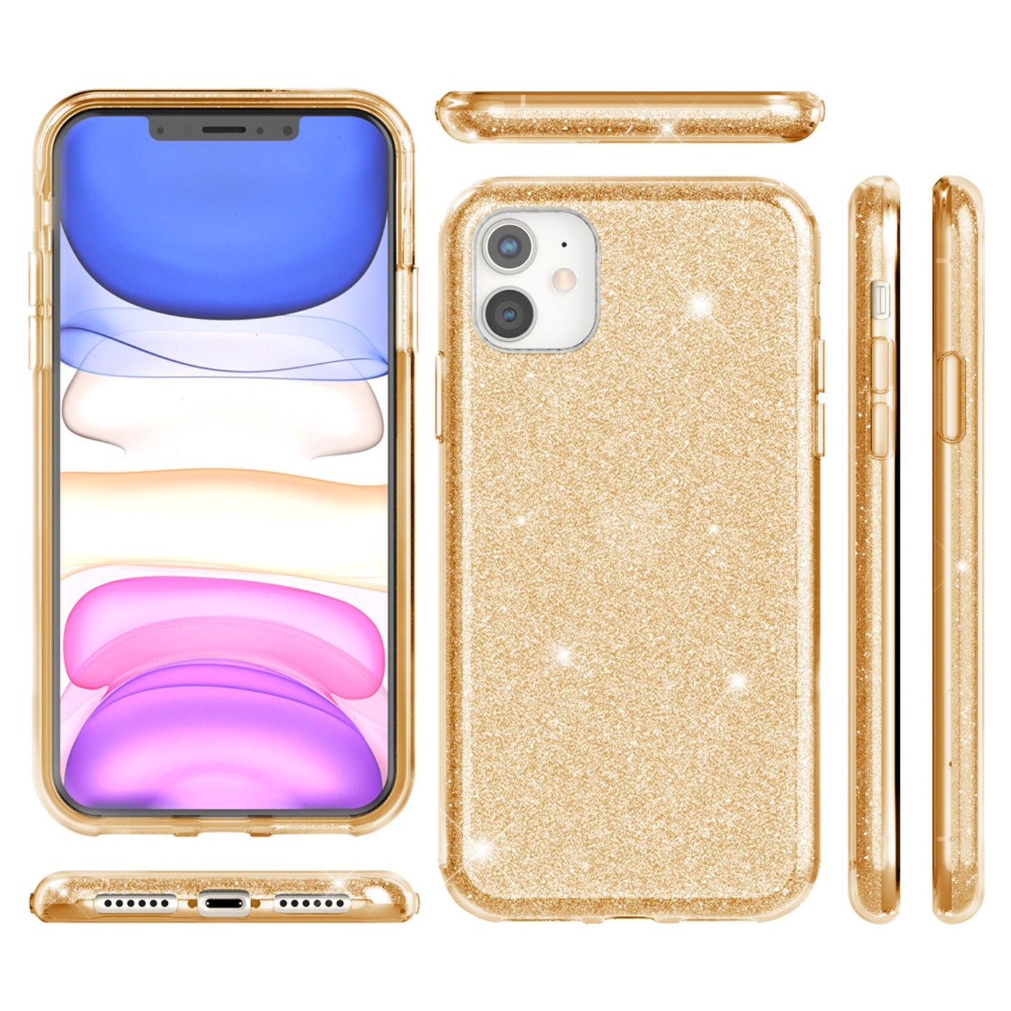 NALIA Glitzer Handyhülle kompatibel mit iPhone 11, Diamant Glitzer Handyhülle Bling Cover