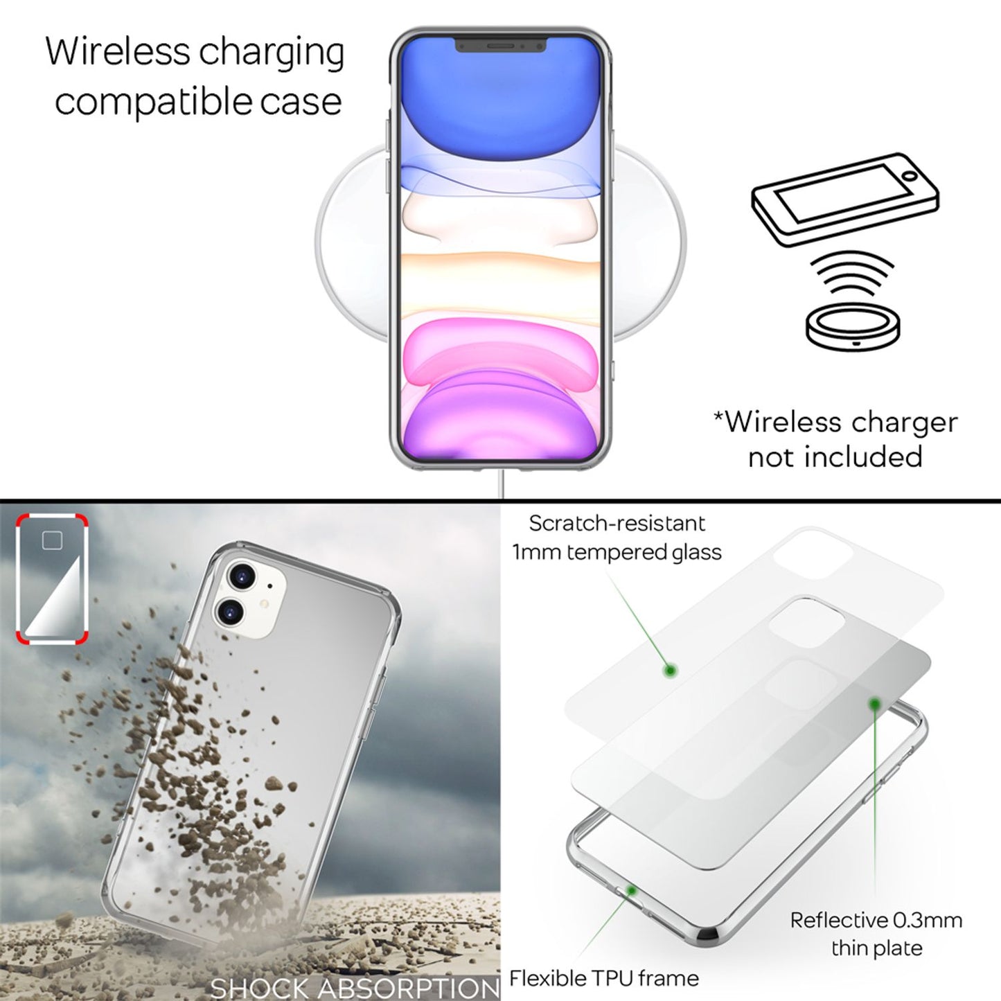 NALIA Spiegel Hart Glas Hülle für iPhone 11, Mirror Case 9H Tempered Cover