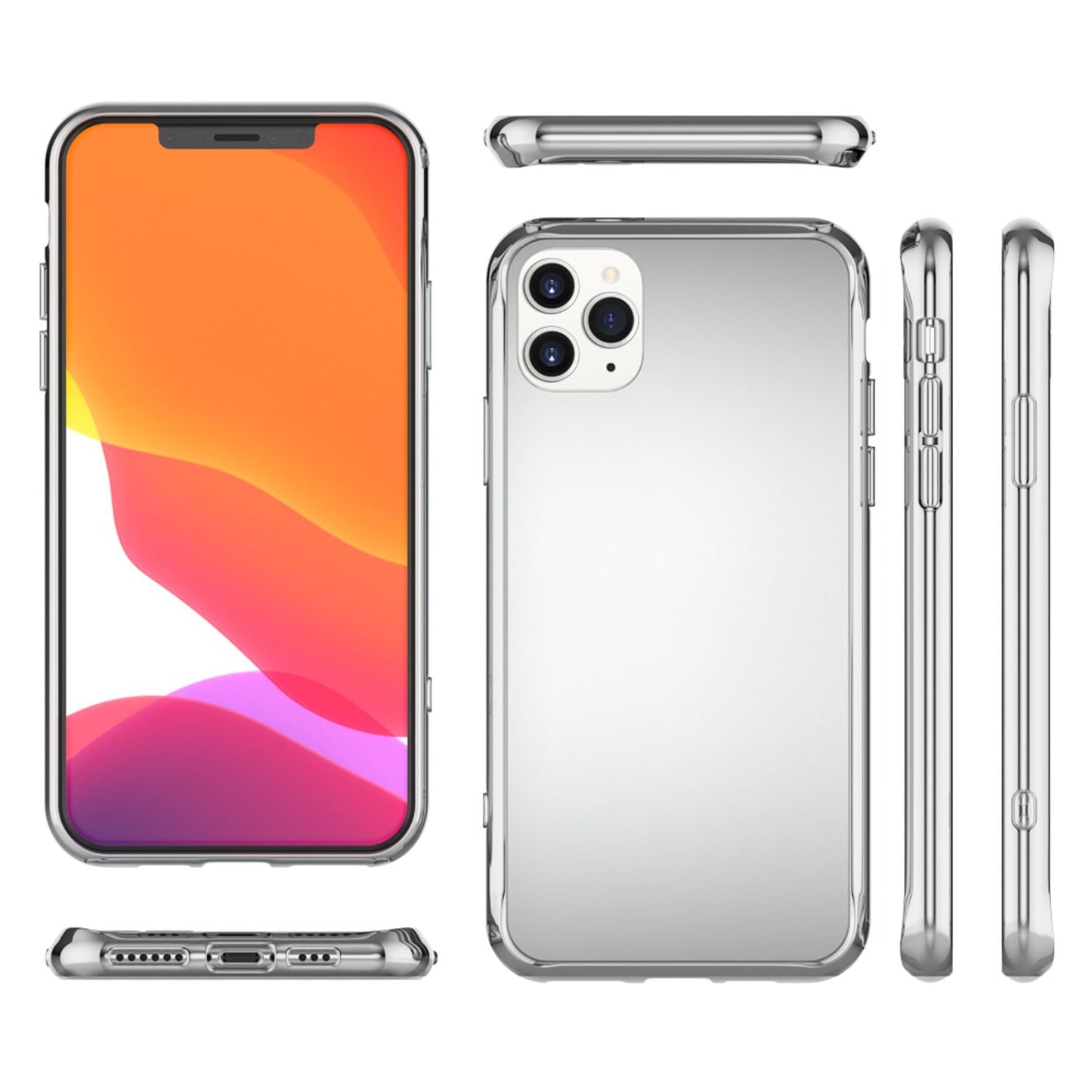 NALIA Spiegel Hart Glas Hülle für iPhone 11 Pro, Mirror Case 9H Tempered Cover