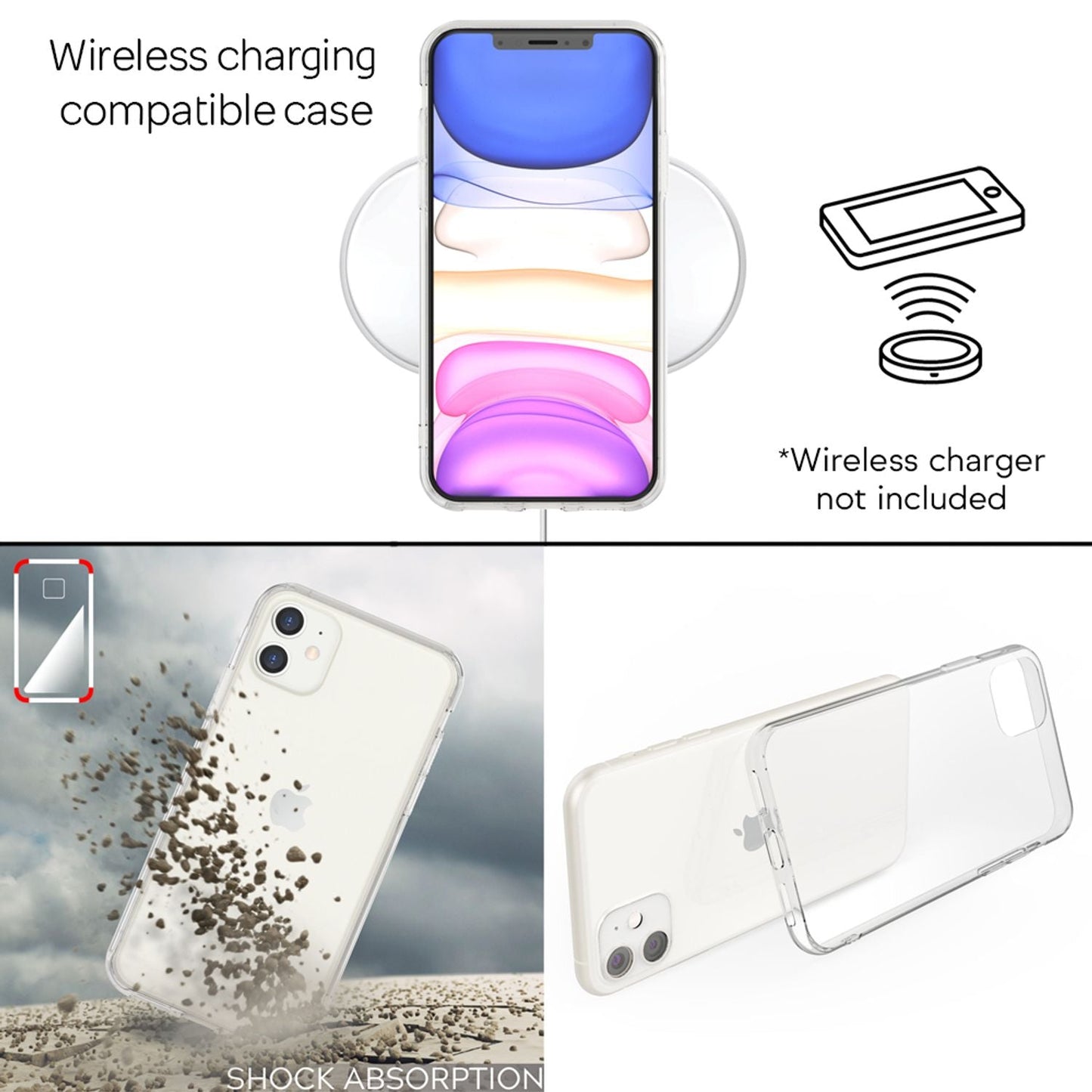 NALIA Hartglas Handy Hülle für iPhone 11, Durchsichtiges Hardcase Cover Tasche