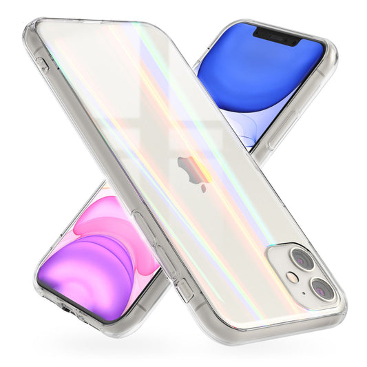 NALIA IPhone 11 Hartglas Regenbogen Hülle - Größe 6.1 Zoll, Dicke 0.33 mm, Transparent