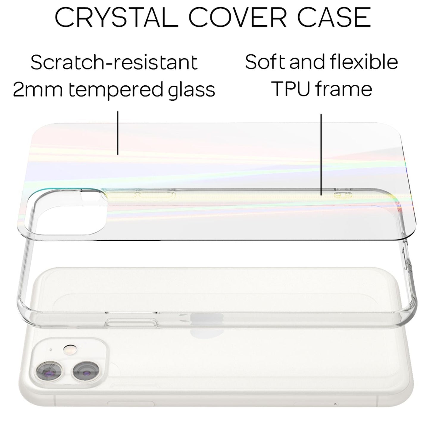 NALIA IPhone 11 Hartglas Regenbogen Hülle - Größe 6.1 Zoll, Dicke 0.33 mm, Transparent