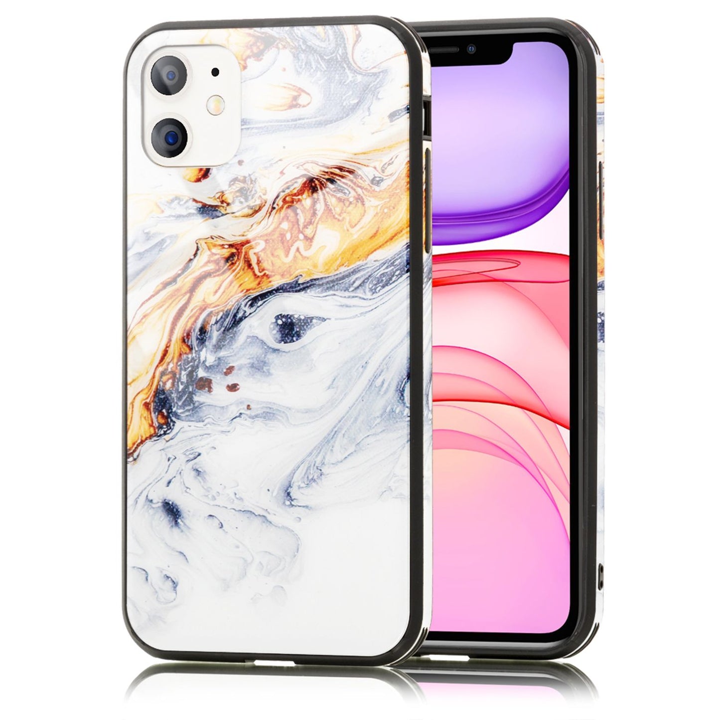 NALIA Hartglas Hülle Marmor Design - 9H Glas iPhone 11 Passform